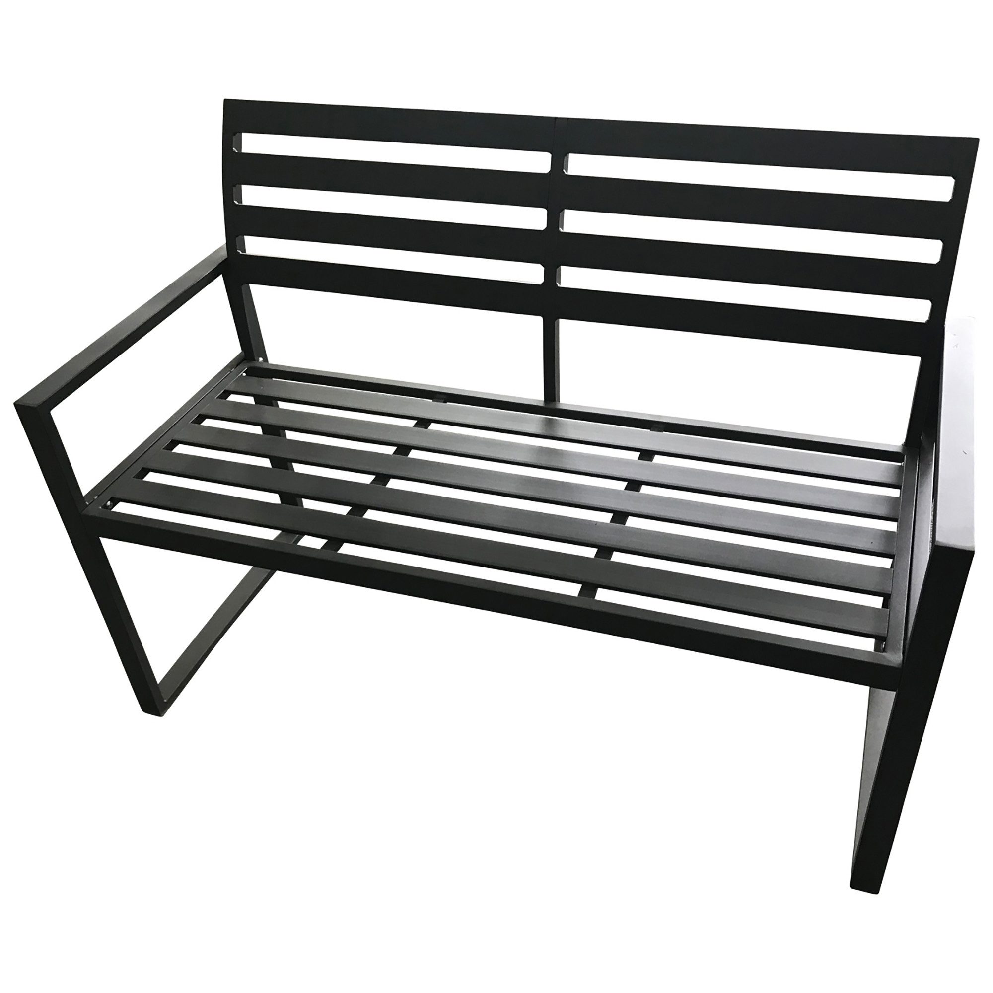 TPFGarden Gartenbank GRAYS (2-Sitzer Gartenbank aus Aluminium, mit Armlehnen, Robuste und gemütliche Outdoor Bank dunkelgrau), Hochwertige Bank mit den Maßen (BxHxT): 122 x 87 x 59 cm