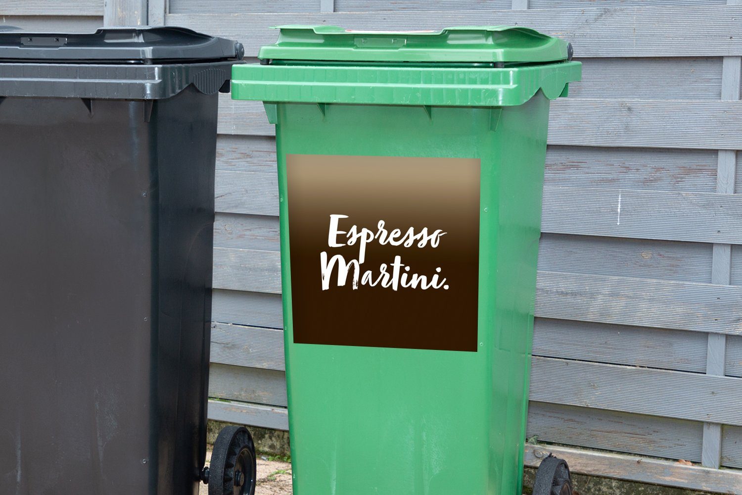 - - (1 Abfalbehälter Container, Mülltonne, Espresso - Braun Cocktails Mülleimer-aufkleber, Zitate Sticker, MuchoWow Wandsticker Text - St), Martini