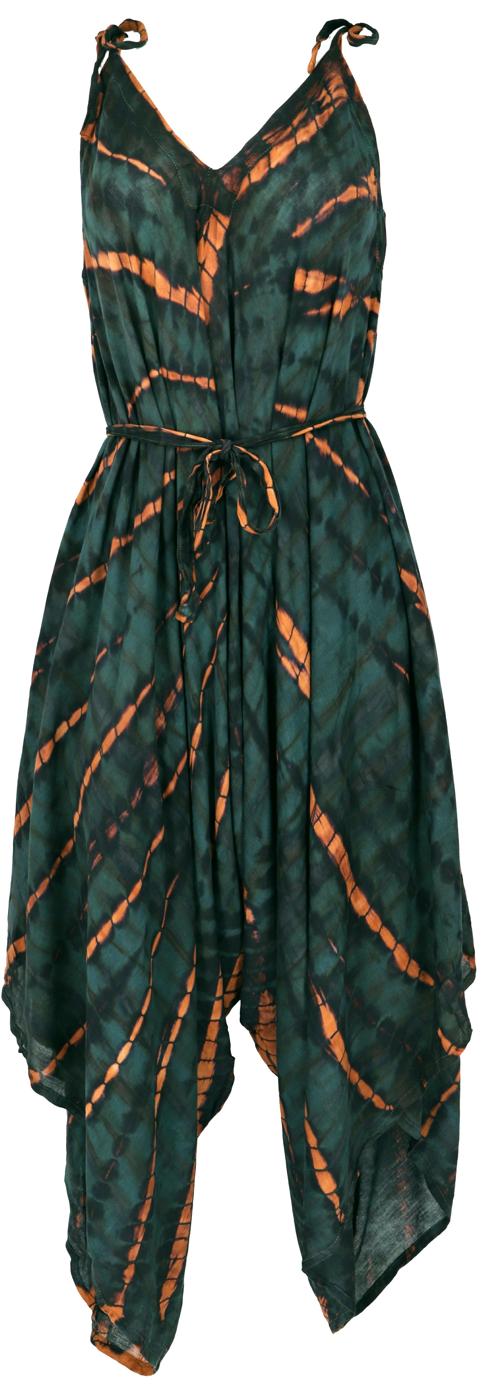 Guru-Shop Relaxhose Jumpsuit, Sommer Boho Bekleidung Hosenkleid.. Overall, dunkelgrün alternative Batik
