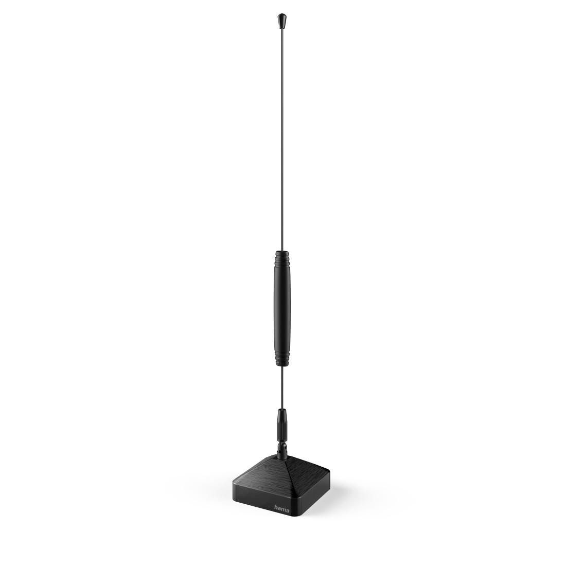 Hama Passive Zimmerantenne für DAB+, DAB, DVB-T2, UKW, Farbe schwarz Stabantenne (DAB, DAB+, DVB-T2, UKW, für Innenbereich), schwenkbar, perfekter Empfang, TV, Radio, Koaxkabel 1,45 m, innen