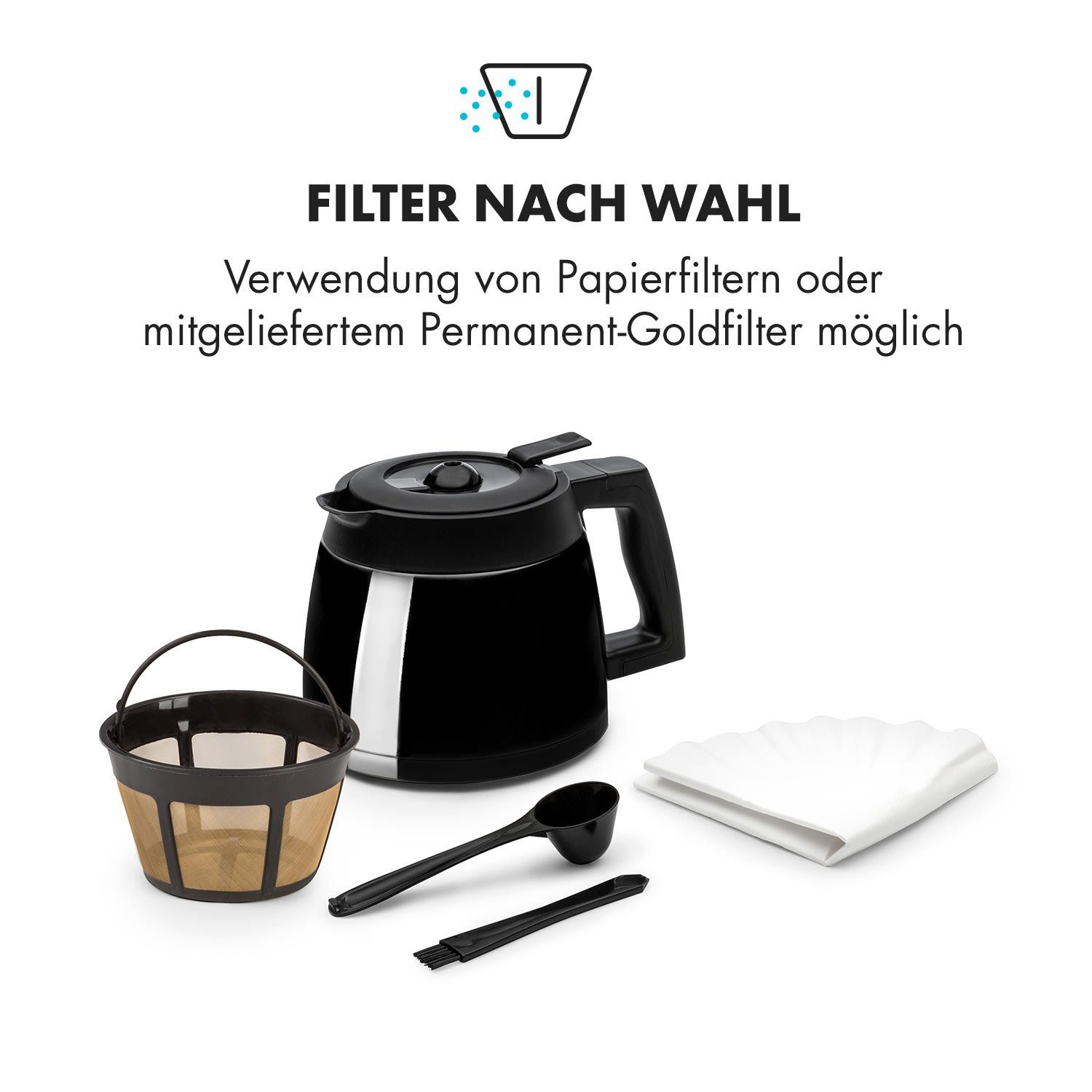 Filterkaffeemaschine II, 0l Schwarz Kaffeekanne Klarstein Aromatica