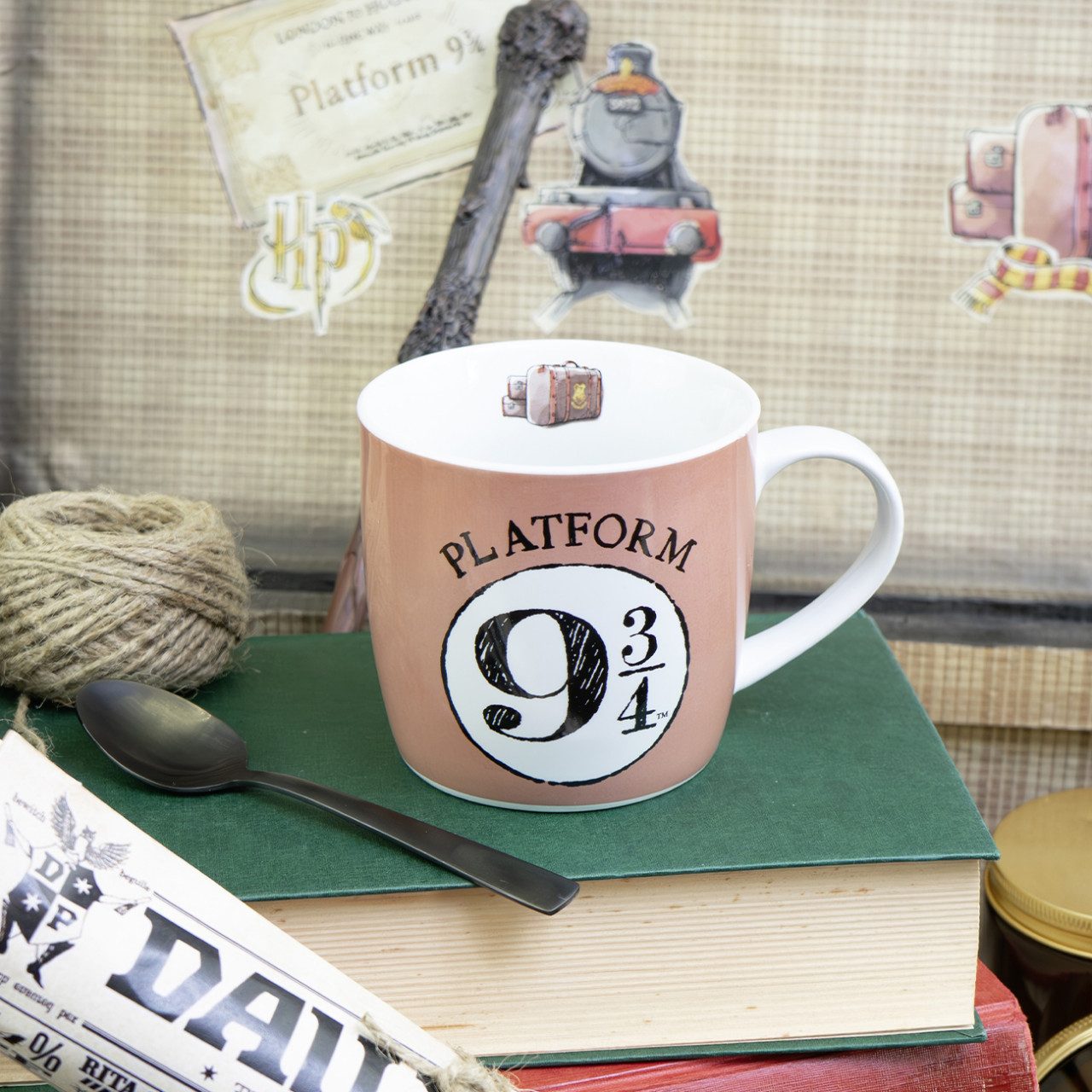 Geda Labels GmbH Tasse HP Hogwarts Express Watercolor, 1-tlg., Porzellan, Rosa, 300ml, mit Herzhenkel