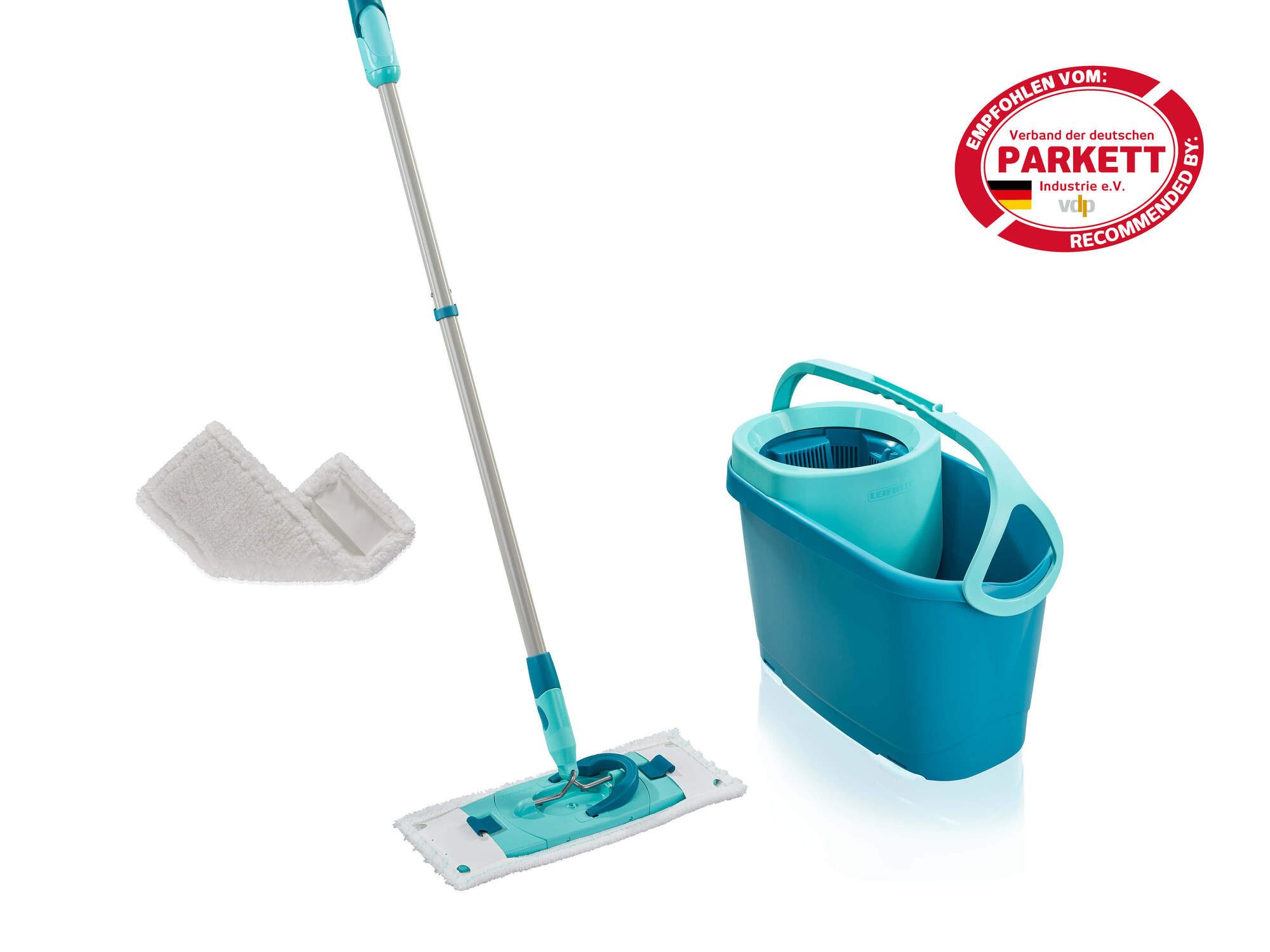Leifheit Bodenwischer-Set Set CLEAN TWIST M Ergo (micro duo) + SUPERDUSTER M, (5-St), Set mit Wischer & Presse, entfernt 99 % Keime, Bezüge waschbar