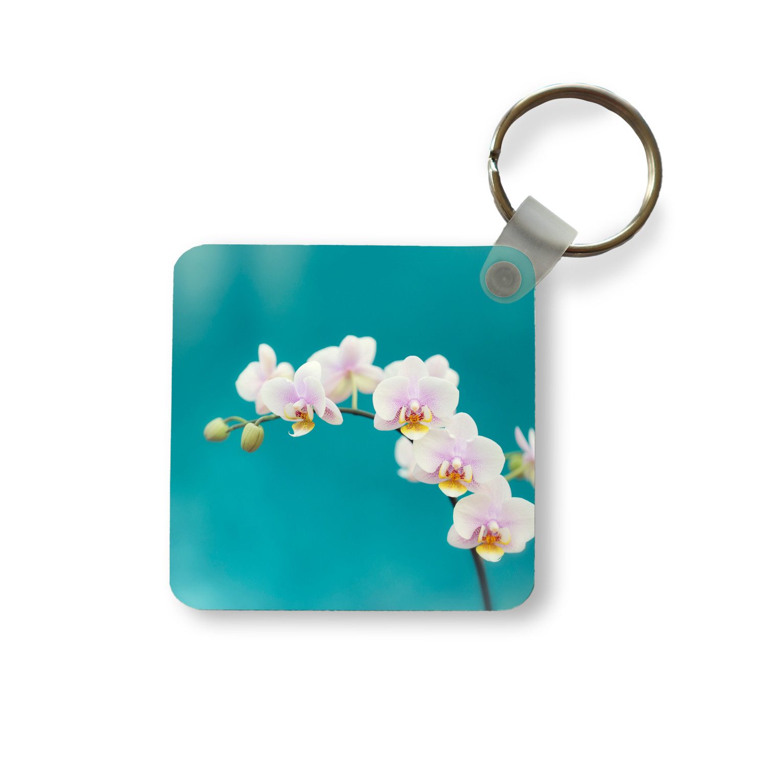 Schlüsselanhänger Orchidee - Blumen - Pflanze - Weiß - Lila