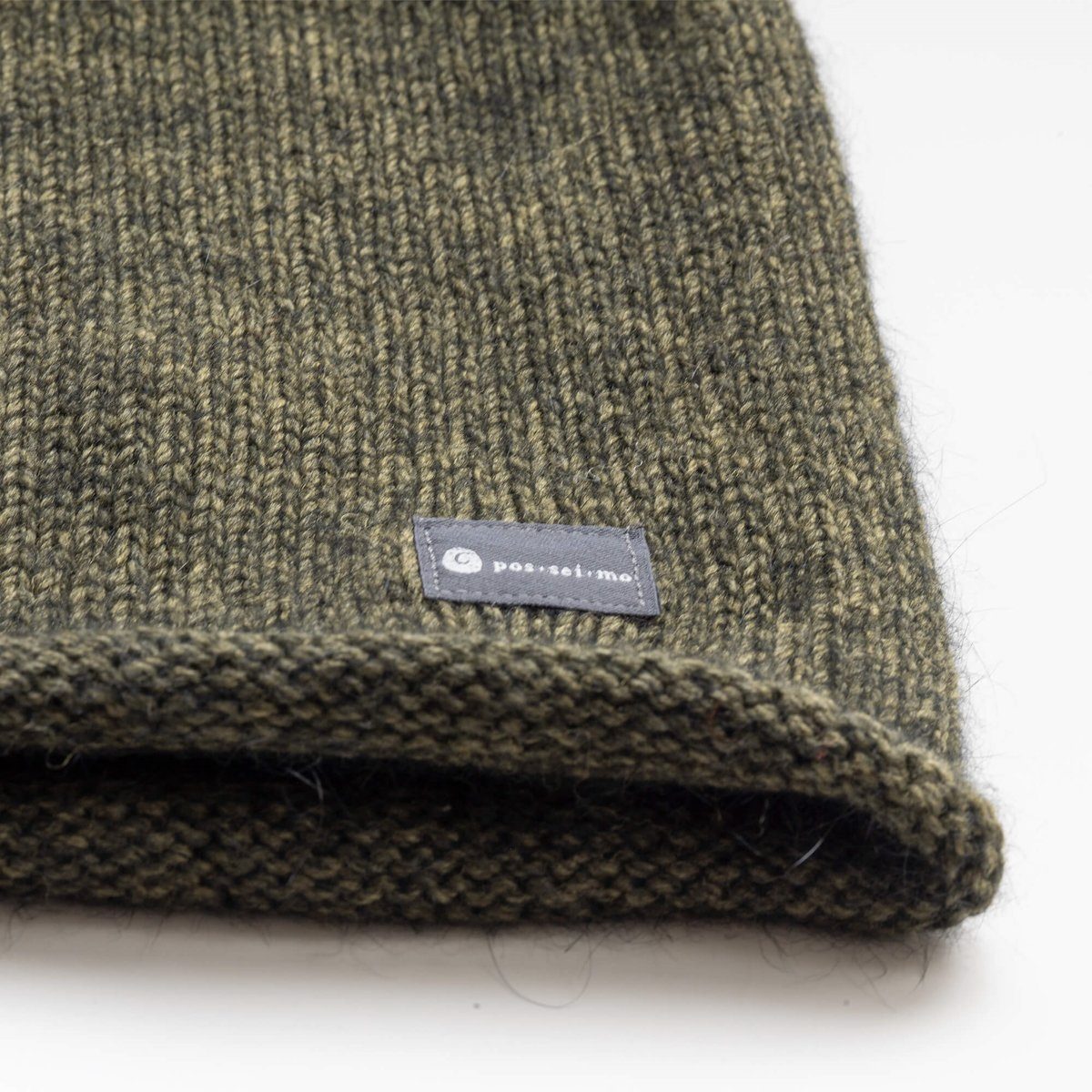 seamless Rollrand Merino Possum knitting Strickmütze Posseimo olive mit - Mütze Rollrand