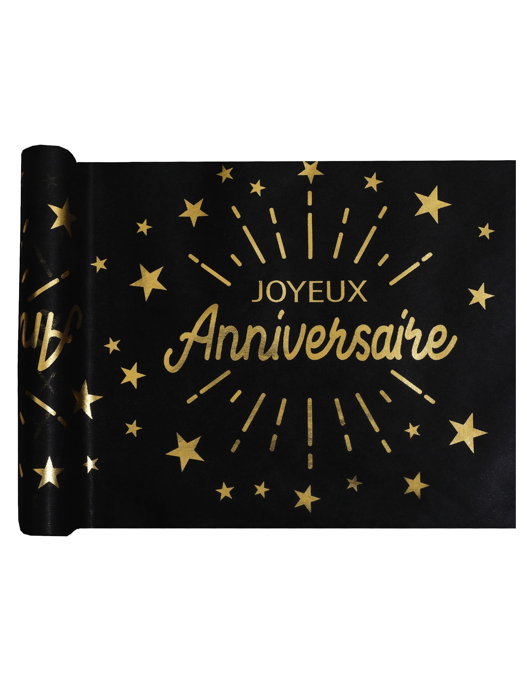 santex Kostüm Vlies Tischläufer Geburtstag Schwarz Gold 5 m x 30 cm
