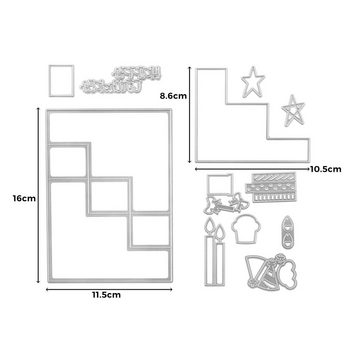 Stanzenshop.de Motivschablone Stanzschablone Geburtstagsset mit Rahmen, Kerzen, Fest, Geschenk