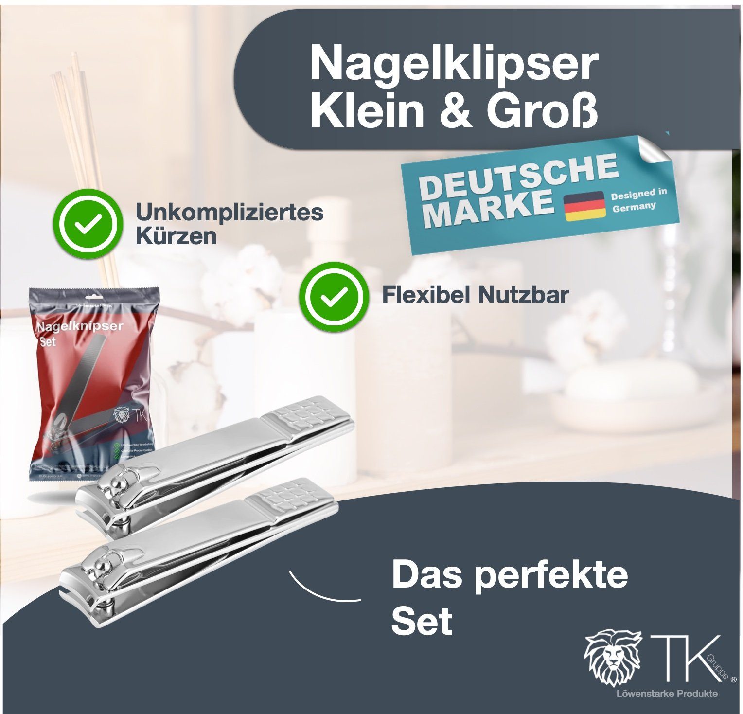 TK - groß & 6x für Nagelklipser Fingernägel, 6-tlg. Fussnägel Gruppe klein & Nagelknipser-Set