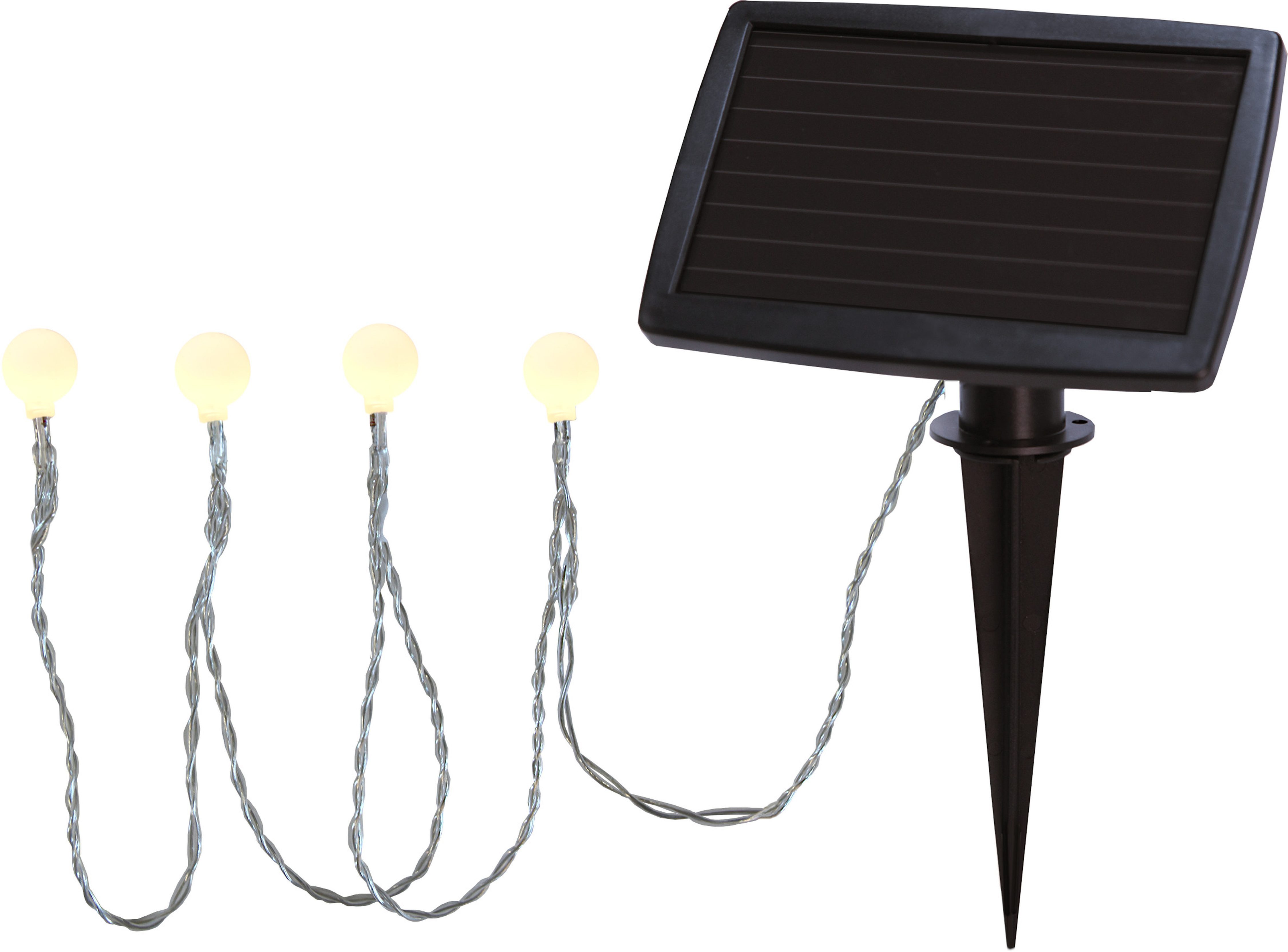STAR TRADING LED-Lichterkette Globini, 20-flammig, mit Wintersolarpanel, inkl. Akku, outdoor, Vierfarb-Karton