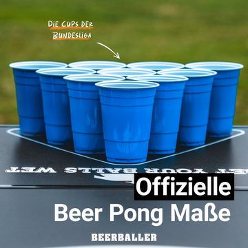 BeerBaller Becher BeerBaller® Blue Cups - 25 blaue Beer Pong Becher & 3 Bälle als Set, 16oz/473ml