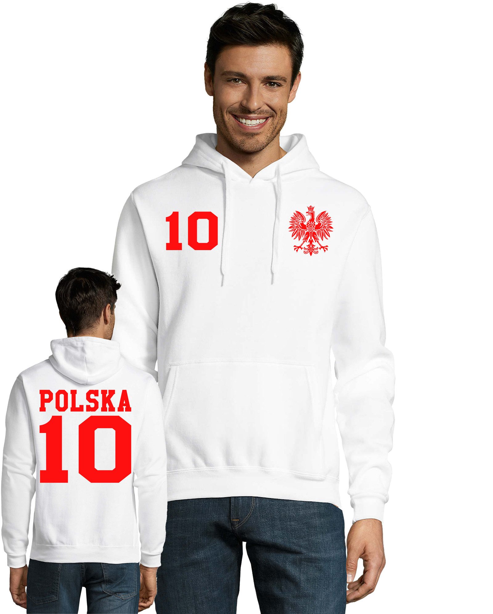 Hoodie Herren Polen Polska 10 Sport Hoodie Pullover Fußball
