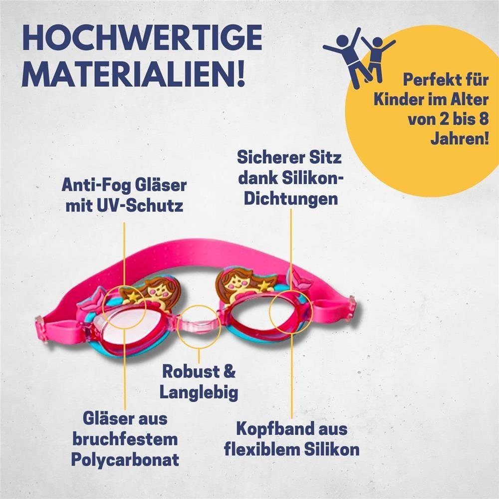 Best Sporting Schwimmbrille Meerjungfrau, Pink, UV-Schutz, Anitbeschlagschutz, für Kinder 2-8 Jahren