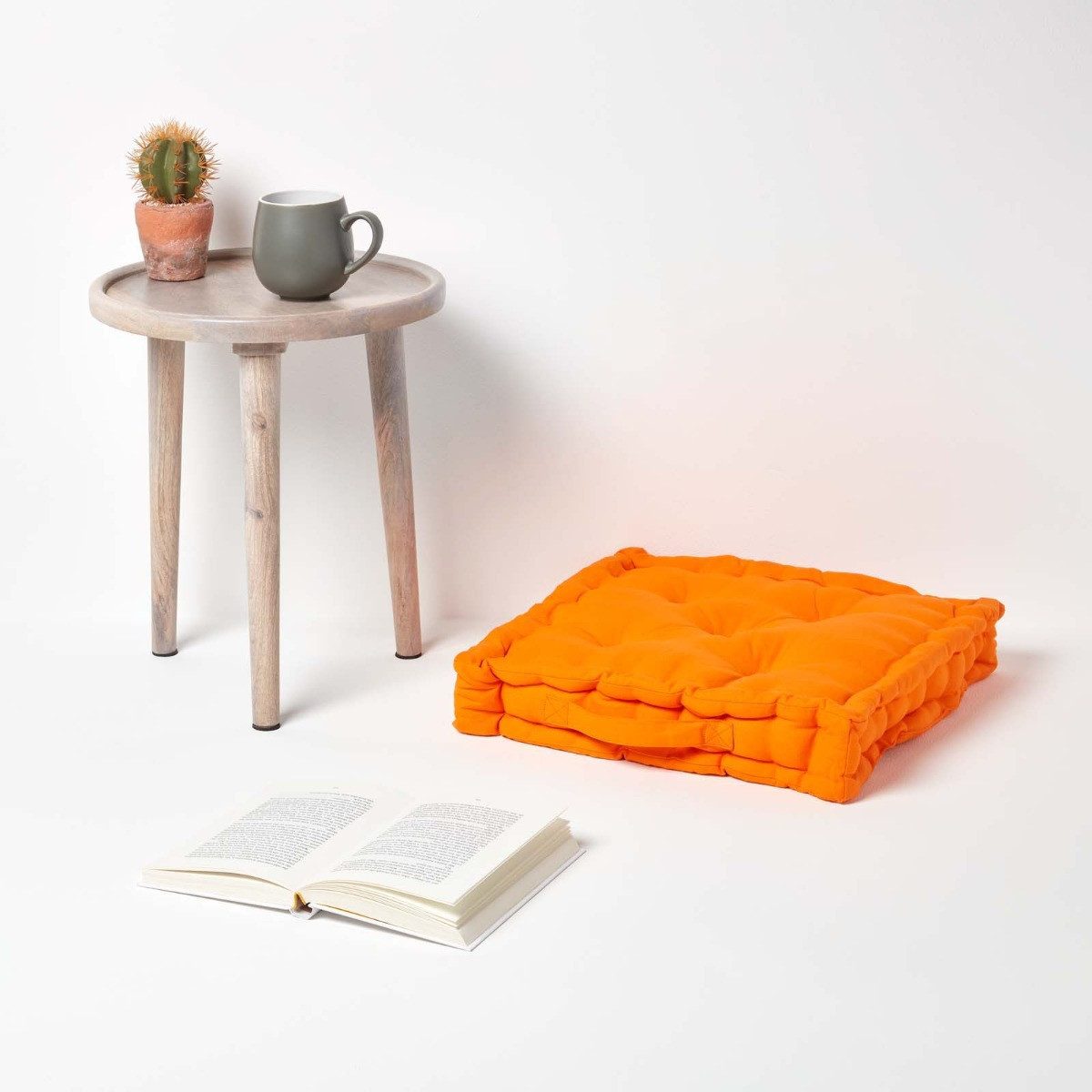 Homescapes Bodenkissen Sitzkissen unifarben orange 40 günstig online kaufen