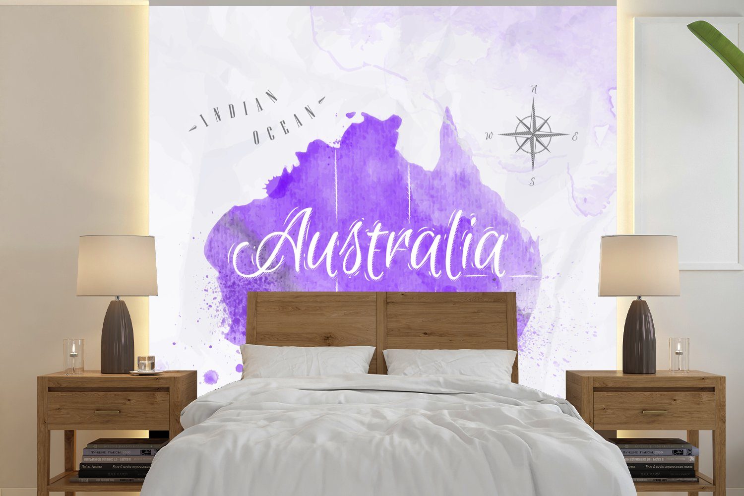 Matt, - Aquarell, Wohnzimmer Australien MuchoWow St), - bedruckt, Fototapete Schlafzimmer Küche, für Fototapete Vliestapete (4 Karte