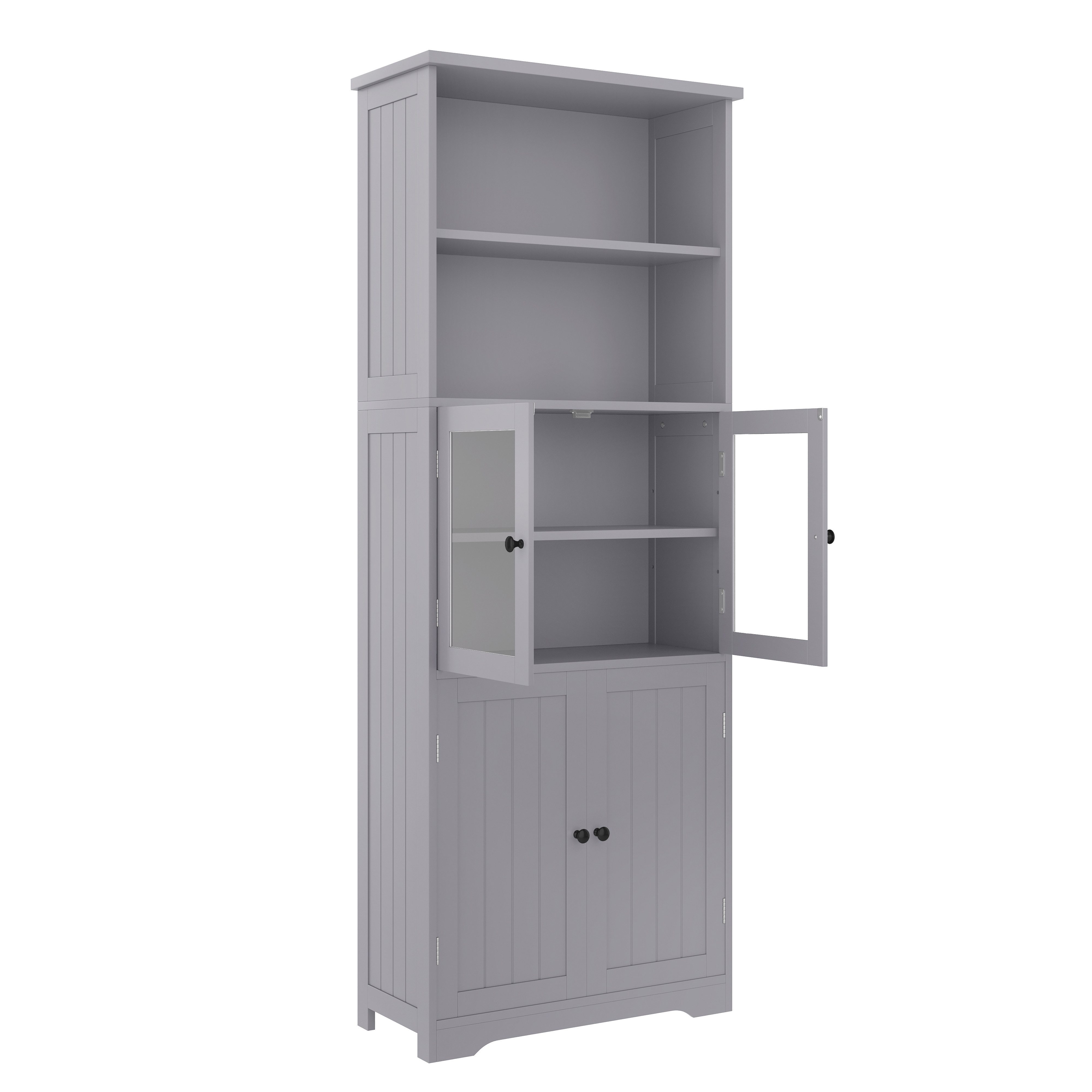 Fine Life Pro Eckvitrine Badezimmer-Hochschrank 57.5×28.5×160cm • Grau • Volllackierung