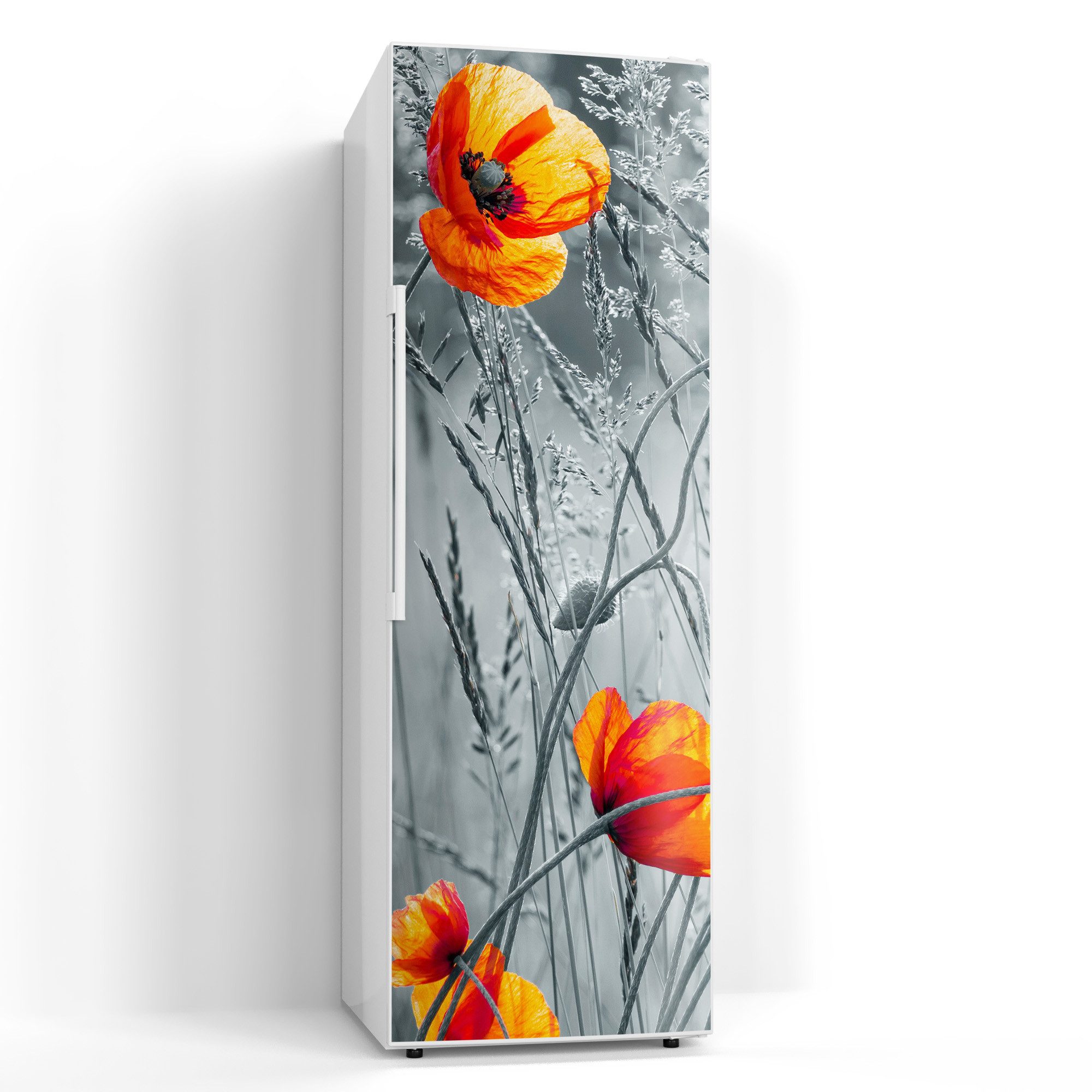 DEQORI Magnetfolie 'Rote Mohnblumen', Kühlschrank Magnetmatte magnetisch Magnetfolie Folie Schutz