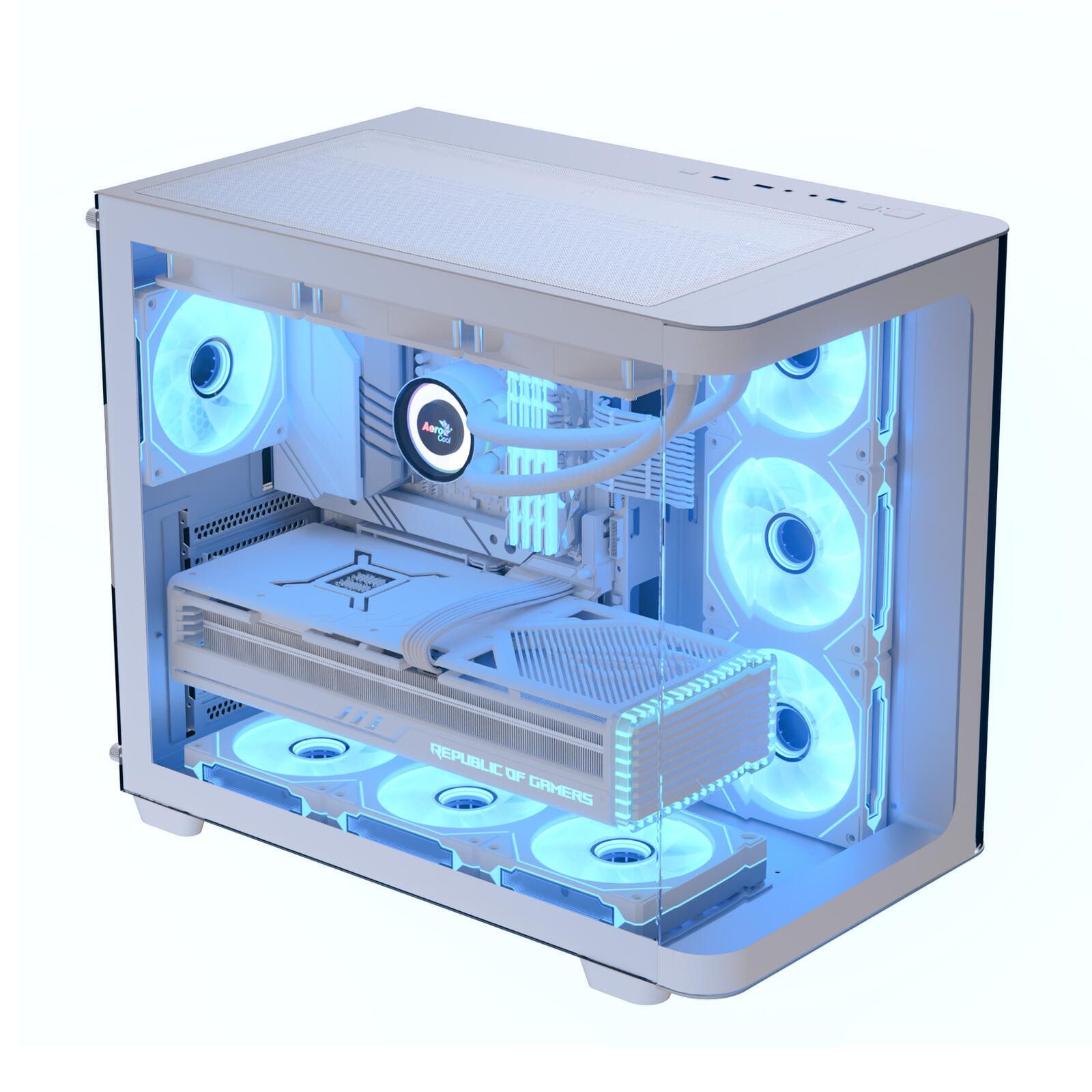 Aerocool PC-Gehäuse P500C-G-WT-v1 (weiß, Tempered Glass x 3)