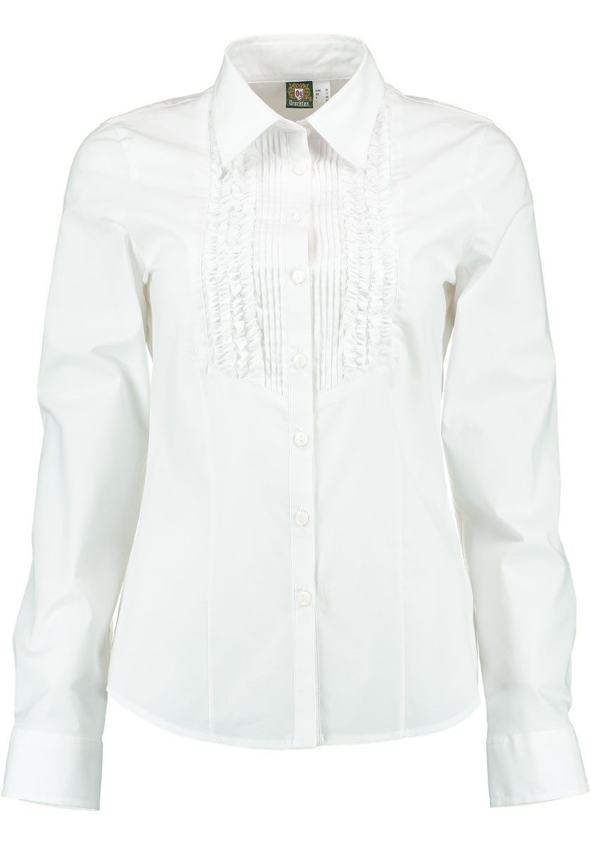 OS Trachten Trachtenbluse Pavufu Langarmbluse mit Liegekragen, Rüschen und günstig online kaufen