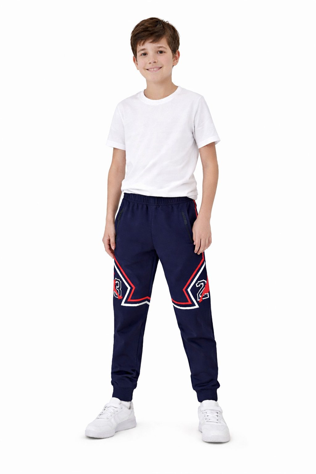 Hessis Jogginghose Freizeithose für Jungen J137 mit elastischem Bund und Reißverschluss Taschen