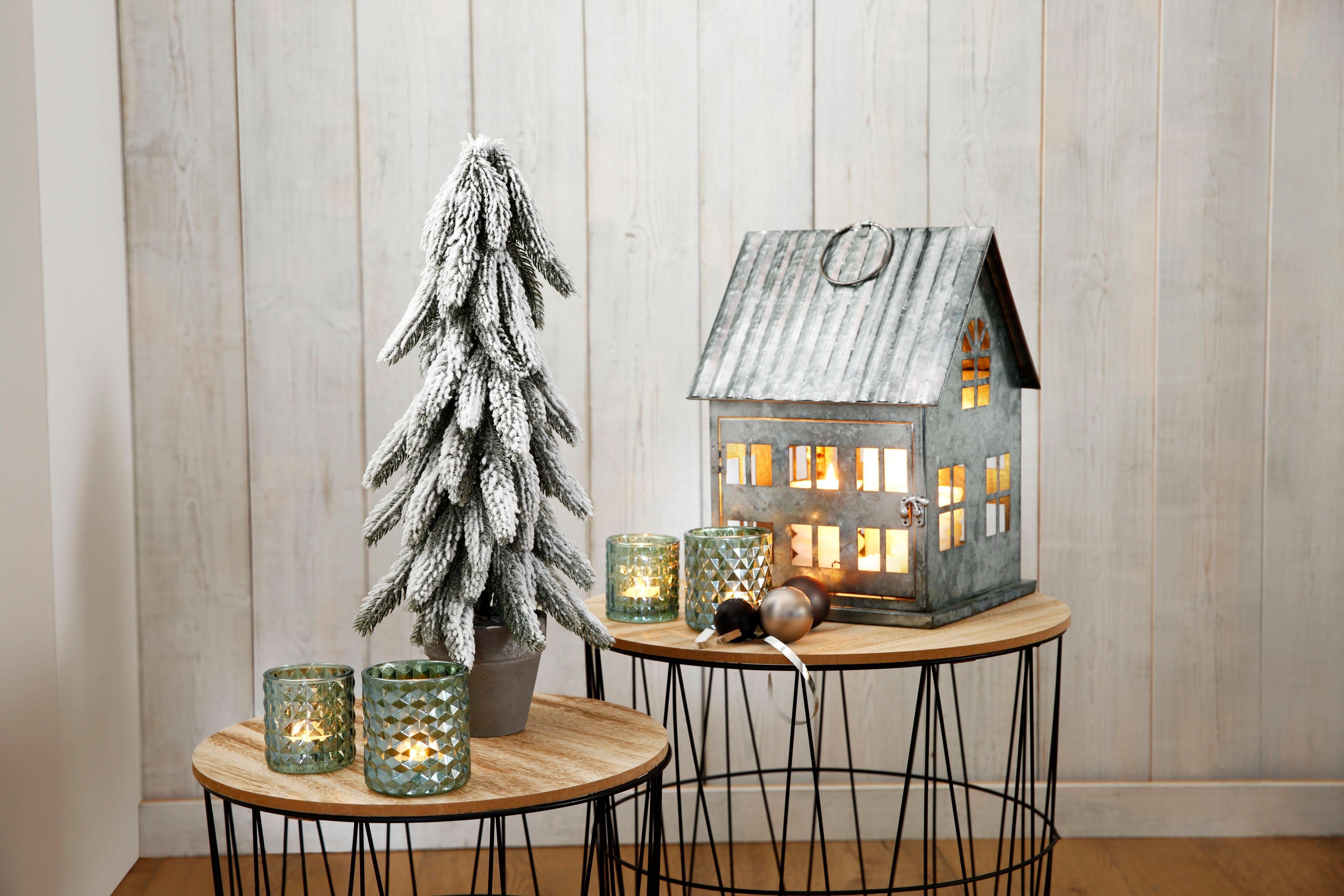 Creativ deco mit künstlicher Künstlicher Tannenbaum, Weihnachtsdeko, Schnee Topf dekorativem Weihnachtsbaum im Christbaum