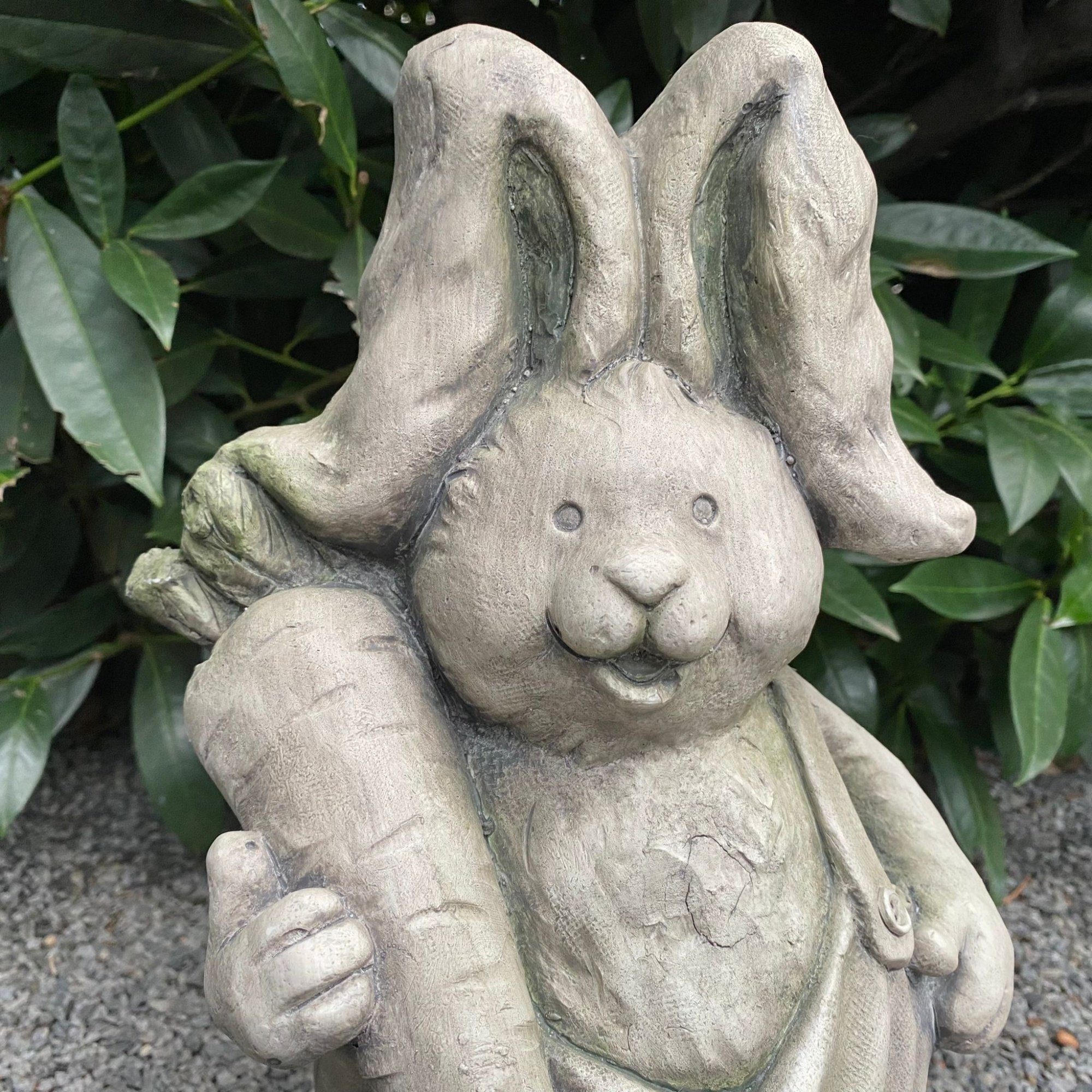Aspinaworld Gartenfigur Hase Figur mit 40 cm Möhre Hand in Gartendeko der