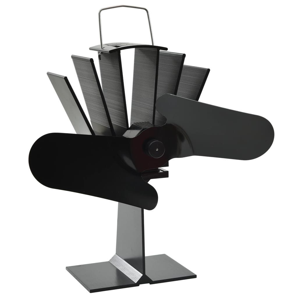 vidaXL Kaminventilator Ofenventilator Wärmebetrieben 2 Blätter Schwarz
