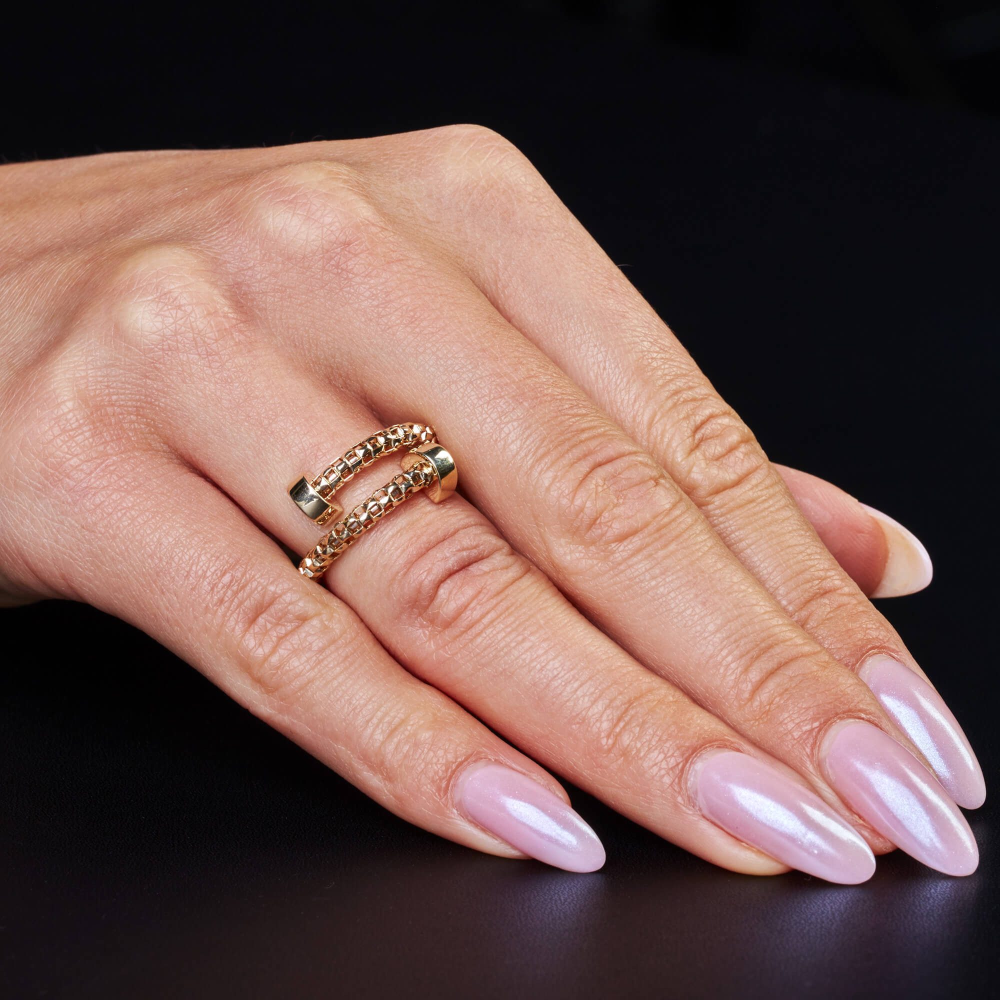 Schmuck Krone Goldring Ring aus 585 Gelbgold strukturiert offen, Gold 585