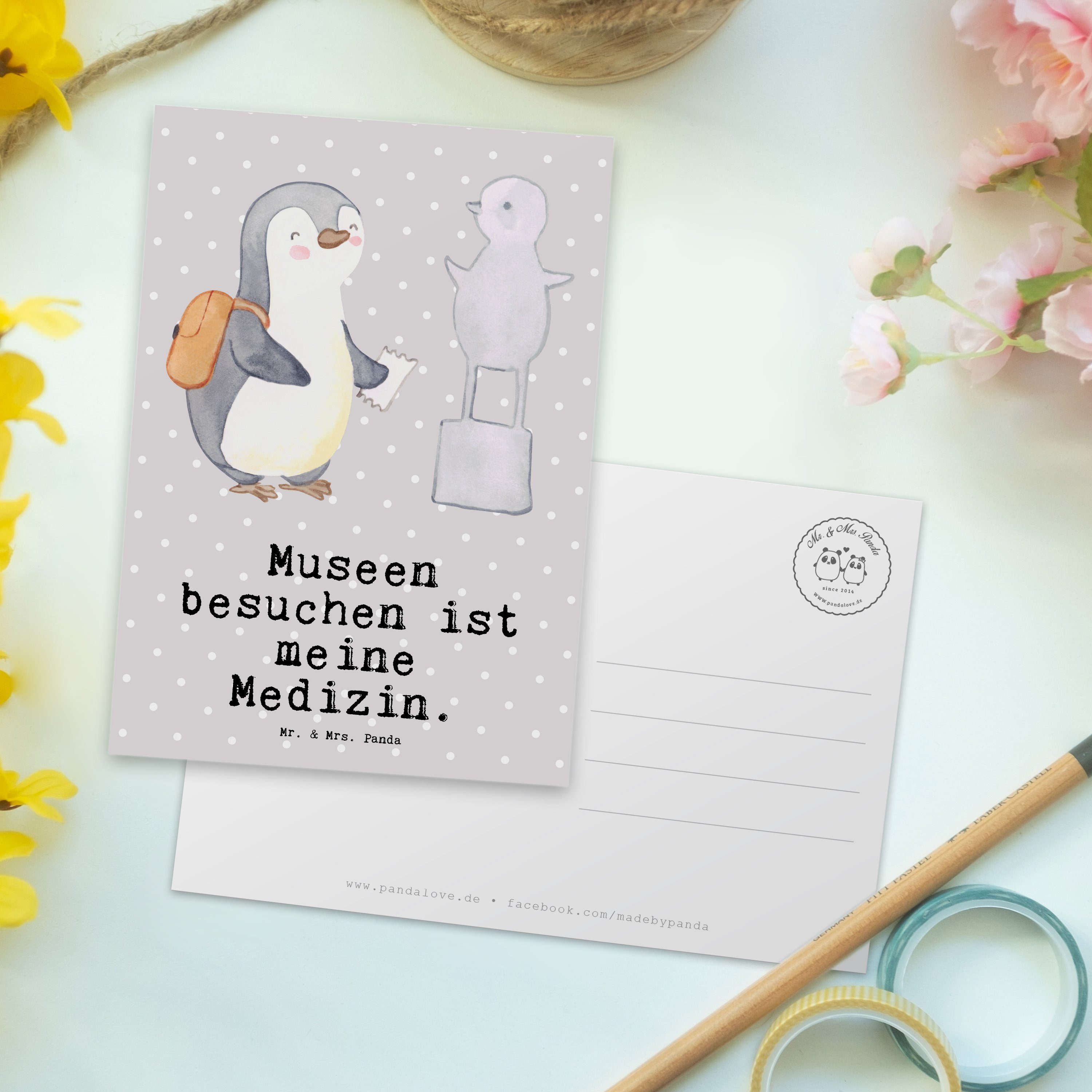 Mr. & Mrs. Pinguin Karte, Pastell Museum Postkarte - besuchen Geschenk, Ges Grau Medizin Panda 