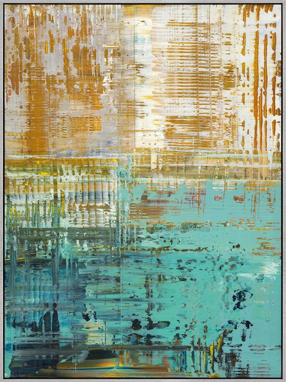 ArtUniverse Gemälde Türkisgold 90 x 120 cm, Abstrakt