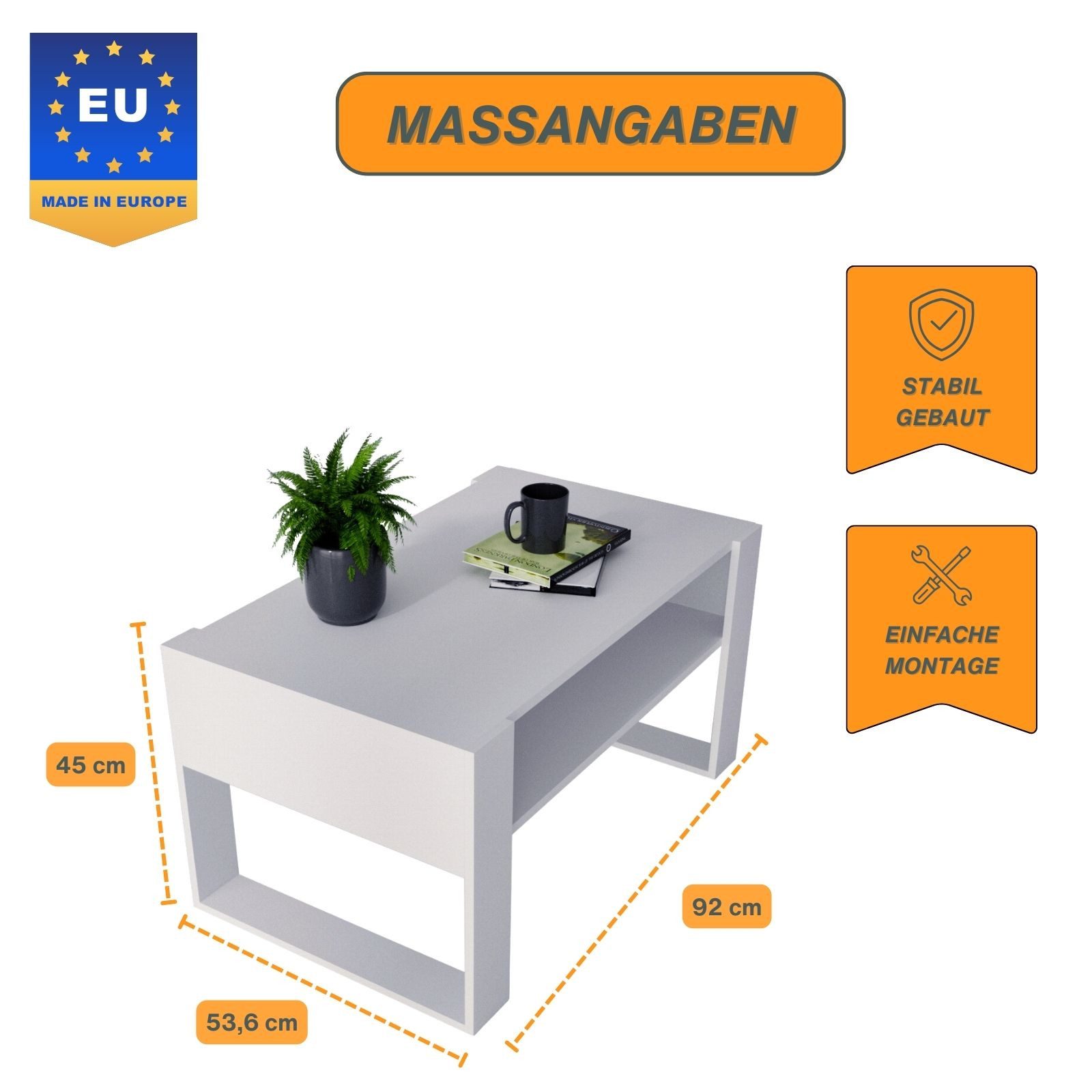 CraftPAK Couchtisch Wohnzimmer Tisch für Couch günstig online kaufen