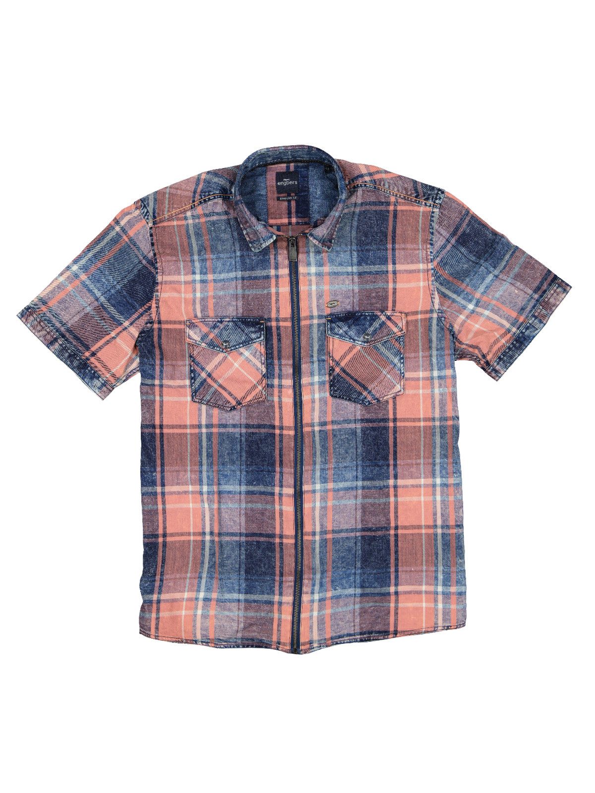 Engbers Kurzarmhemd Herren Kurzarm-Overshirt mit Vintage-Effekt, Hellorange
