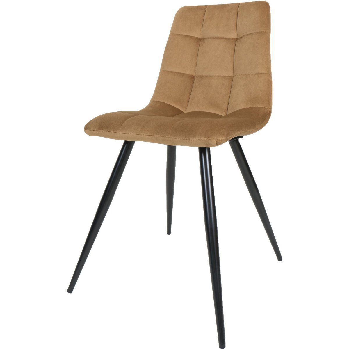 Vintagehaus Esszimmerstuhl Retro Samtstuhl Squares Velvet Ocker