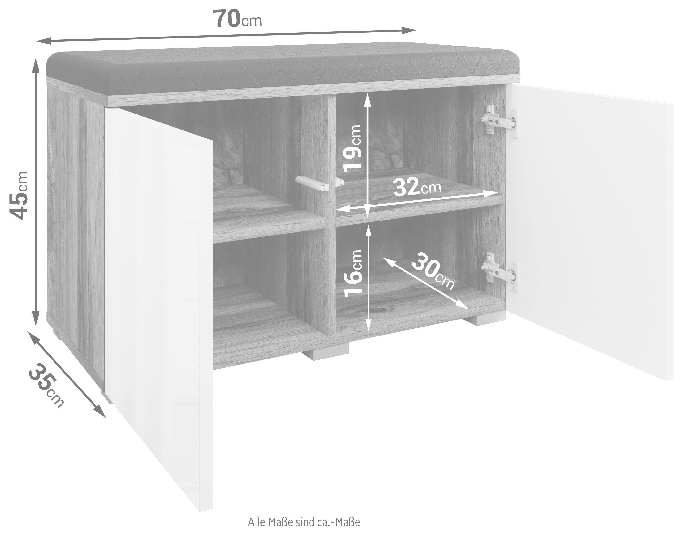 OTTO home Sitzbank Paris (inkl. Sitzkissen), moderne Truhenbank B/T/H 70x35x45, Flurbank mit Sitz aus Kunstleder