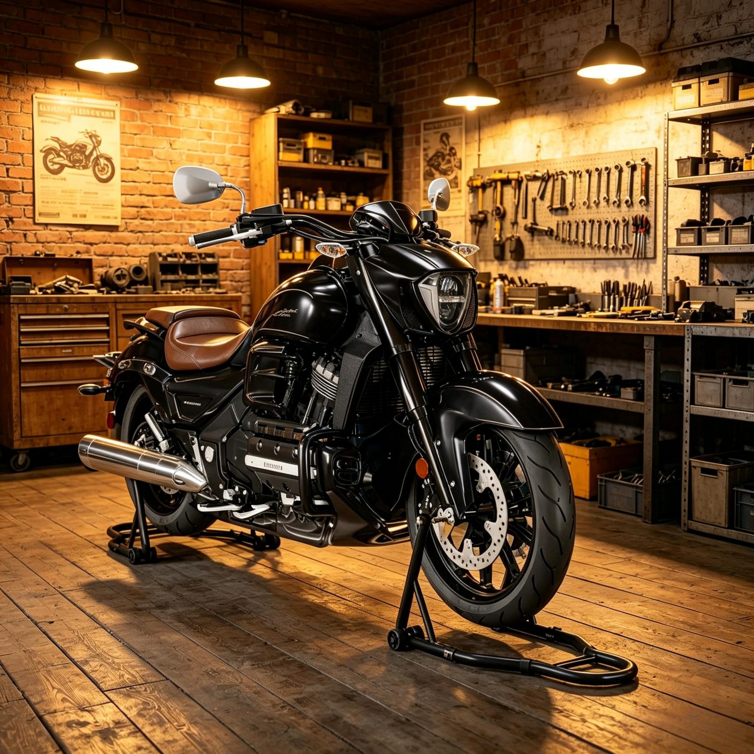 Fine Life Pro Motorrad-Seitenständer Schwarzer Werkstatt-Hebebock, 390 kg, verstellbarer Arm, U+L-Gabel, Motorrad/Fahrrad