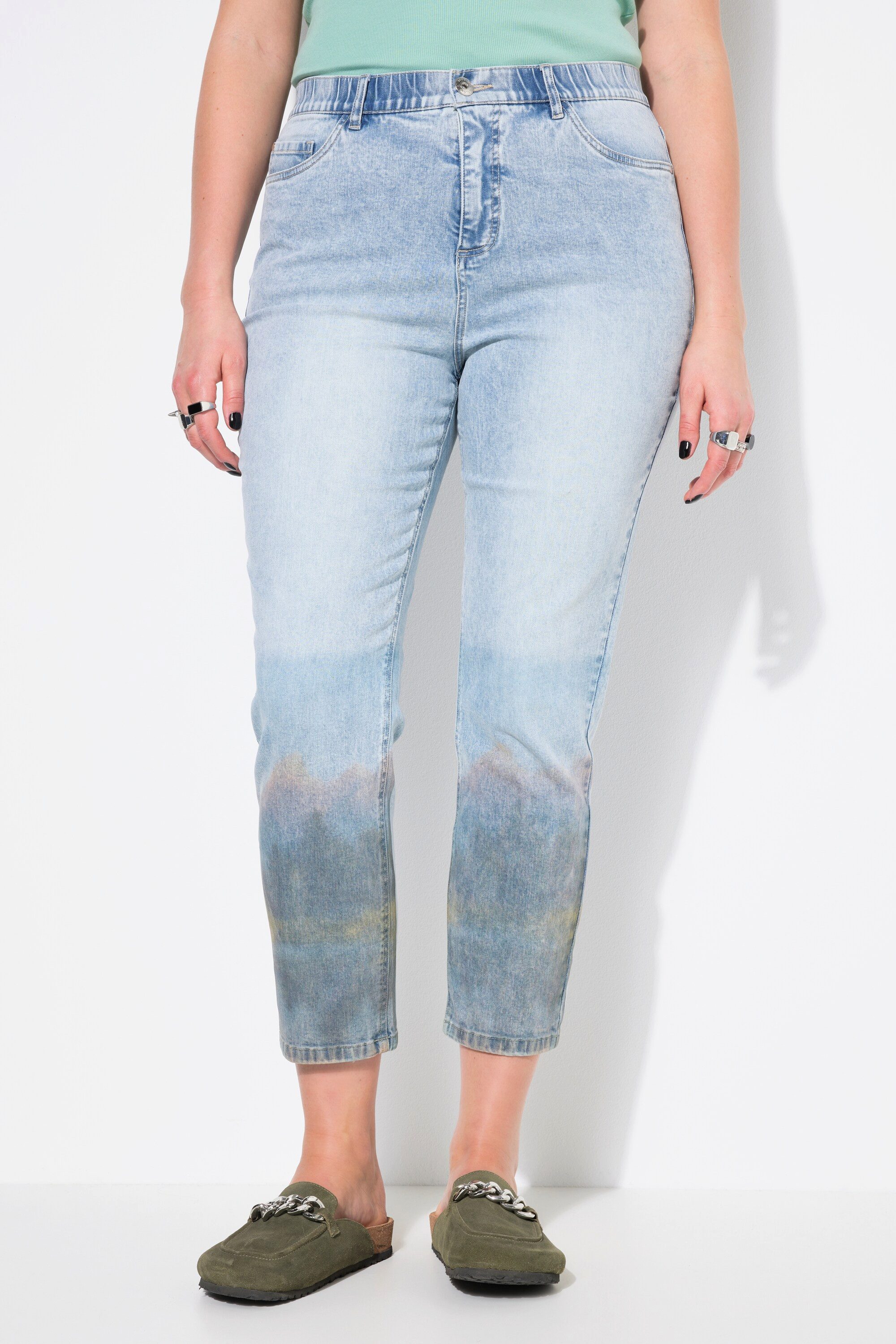 Studio Untold 5-Pocket-Jeans Mom-Jeans bedruckter Saum günstig online kaufen