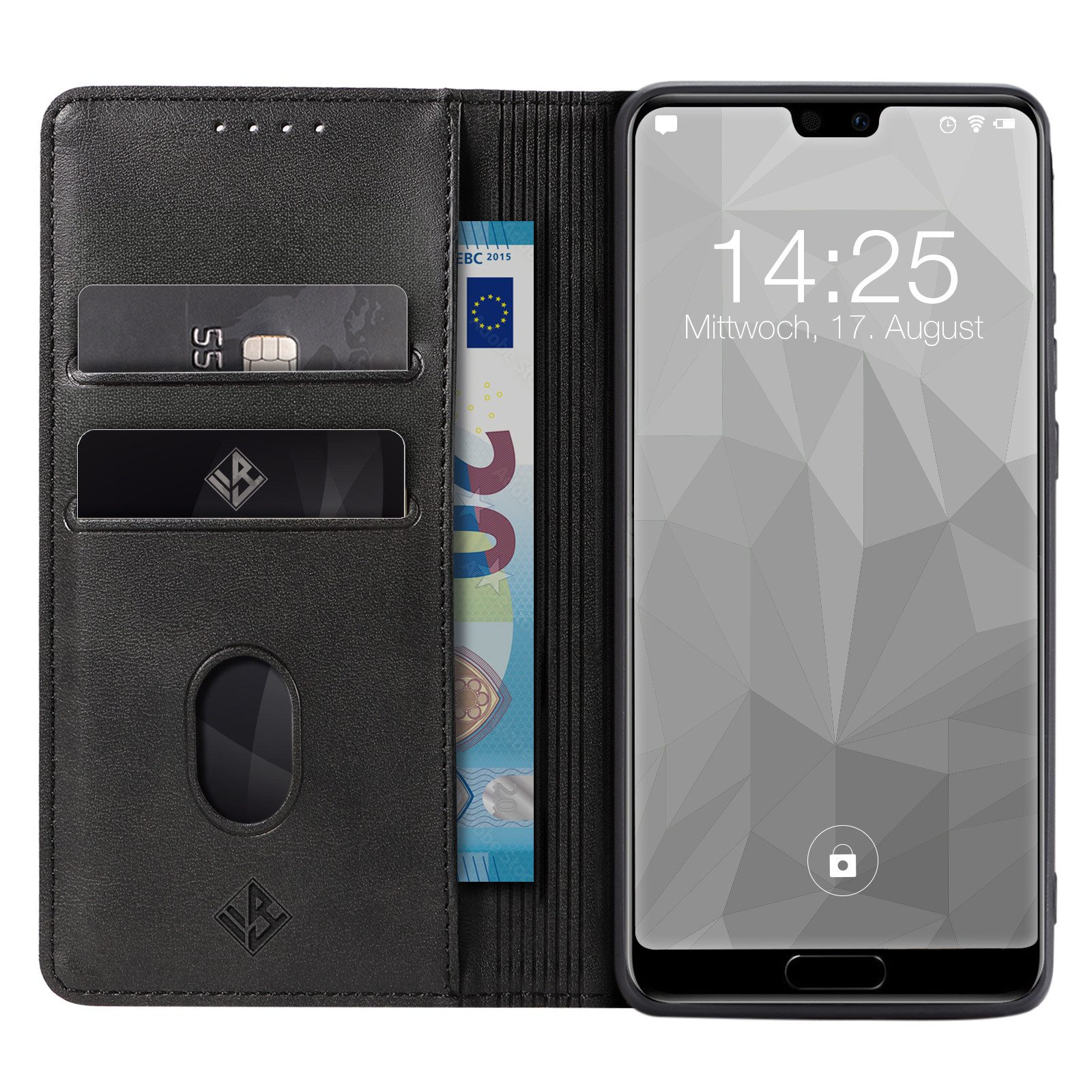 Tec-Expert Handyhülle Tasche Hülle für Huawei P20 5.8 Zoll, 5.8 ", Cover Klapphülle Case mit Kartenfach Fliphülle aufstellbar