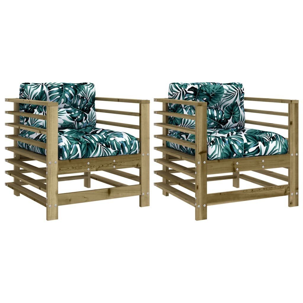 vidaXL Sofaelement Gartenstühle mit Kissen 2 günstig online kaufen