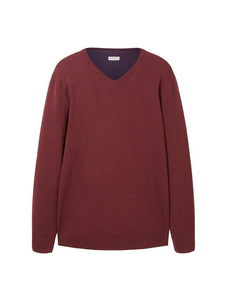 TOM TAILOR Sweatshirt Basic V-Neck Sweater (1-tlg) 32720 Warm Red Melange
