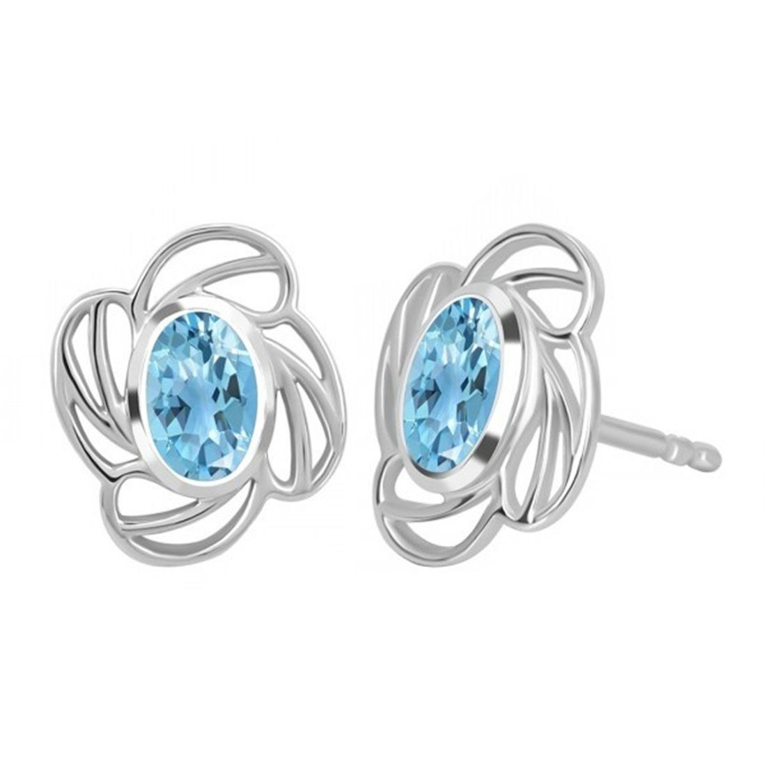 Goldene Hufeisen Paar Ohrstecker Damen echter Blautopas Ohrstecker 925 Sterlingsilber mit Edelsteine, Edelsteinschmuck für Damen