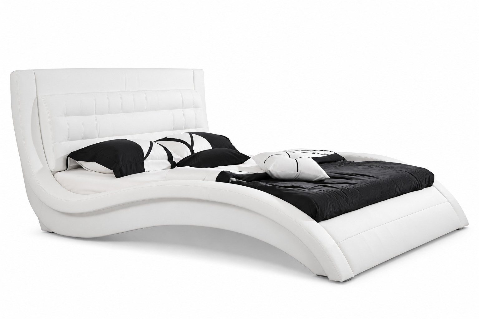 Xlmoebel Polsterbett Bett Weiß Modern Leder Holz Polsterbett Schlafzimmer Doppelbett Möbel (1-tlg., 1-tlg)