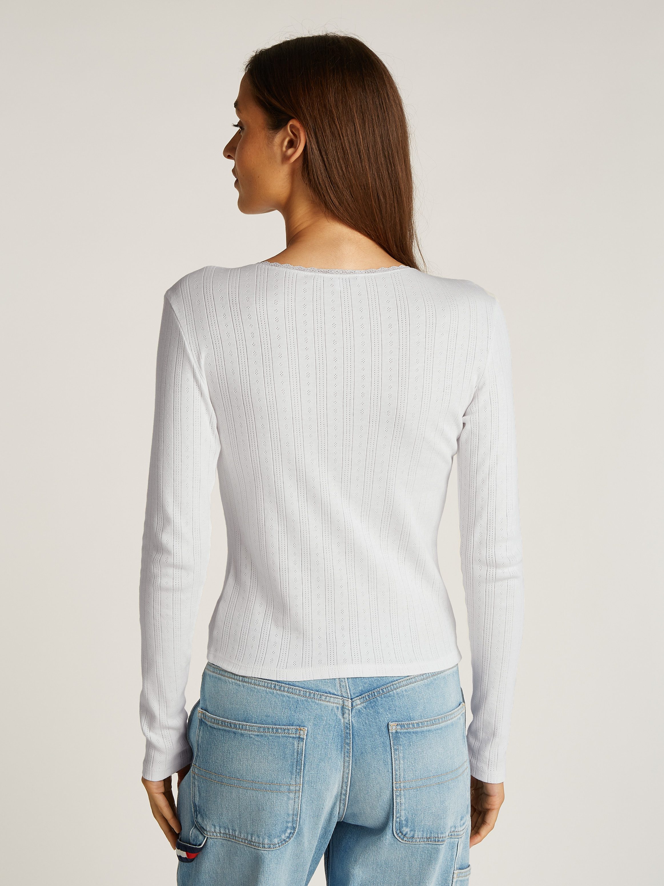 Tommy Jeans Langarmshirt mit Lochmuster günstig online kaufen