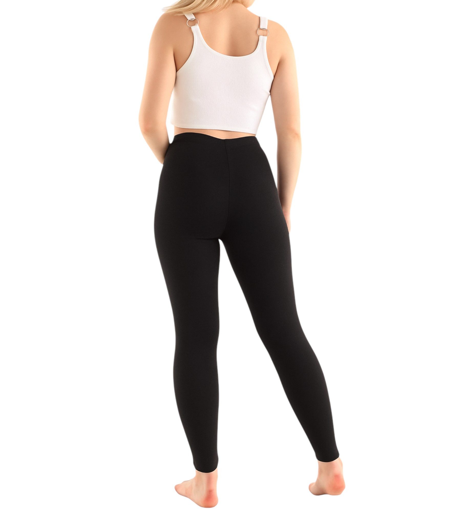 fashionshowcase Thermoleggings Damen 3er Pack – gefütterte lange Winter Unterhose warm schwarz (Leggings-Set, 3er-Pack) innen gefüttert für zusätzliche wärme
