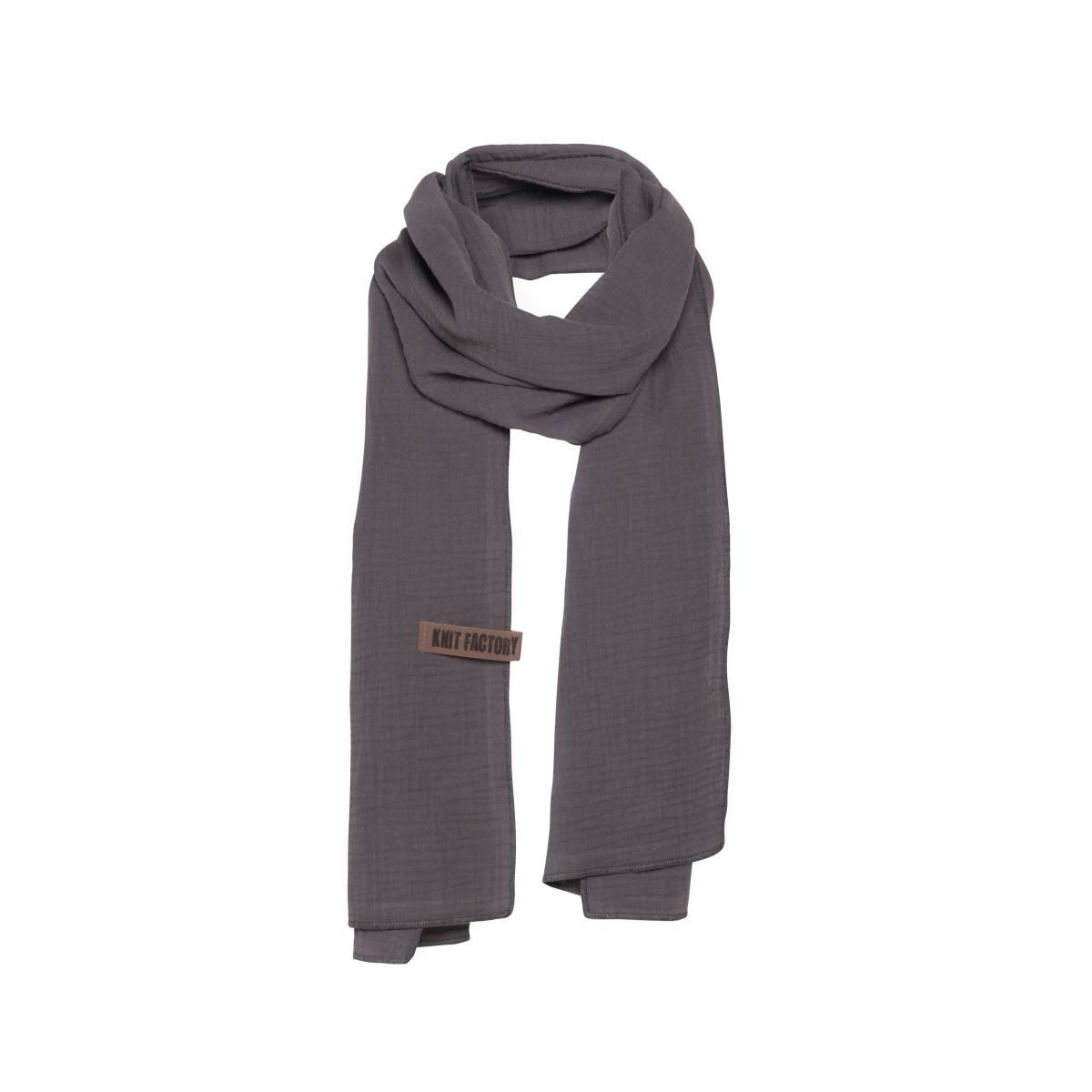 Knit Factory Schal Liv Schals 200x40 cm Glatt Anthrazit, (1-St), Schal Strickschal Umhängetuch Tuch Strickware