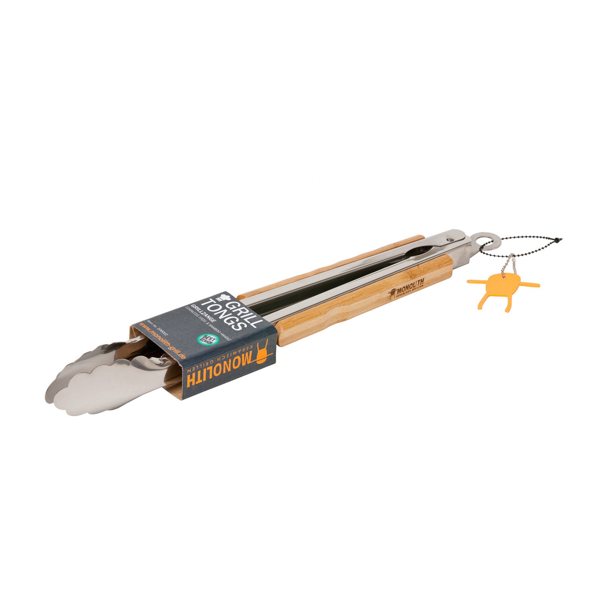 MONOLITH Keramikgrill Monolith Grillzange aus Edelstahl mit Bambusgriff 45 cm 206002