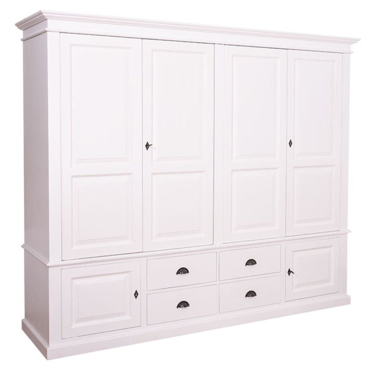 Casa Padrino Kleiderschrank Landhausstil Kleiderschrank Weiß 232 x 59 x H.  197 cm - Schlafzimmermöbel im Landhausstil