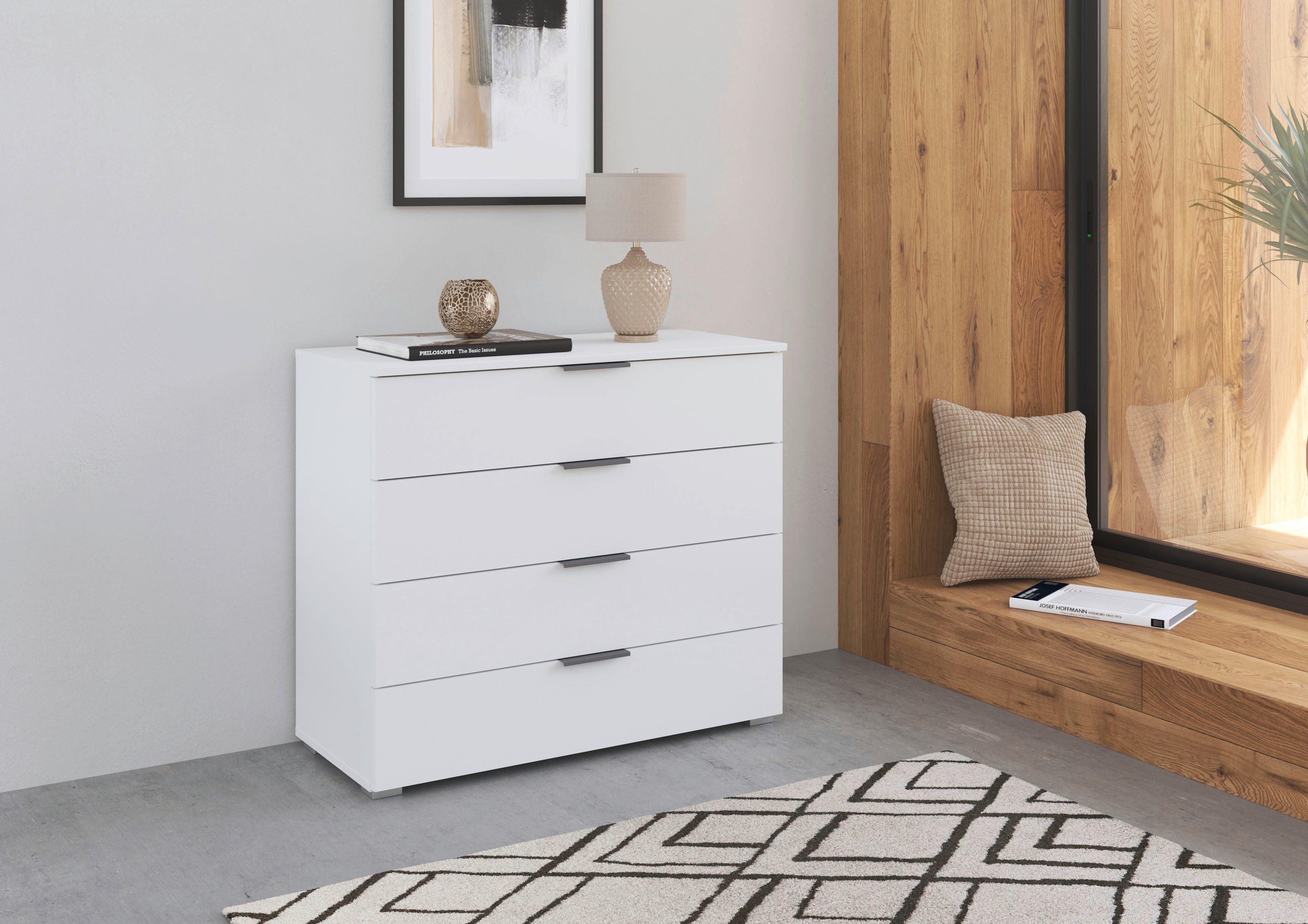 OTTO home Schubkastenkommode Sideboard Schubladenkommode AGORDO mit Dekor- oder Hochglanzfront (in zwei Griff-Farben, Breite 80 cm), vier große und geräumige Schubladen mit viel Stauraum MADE IN GERMANY
