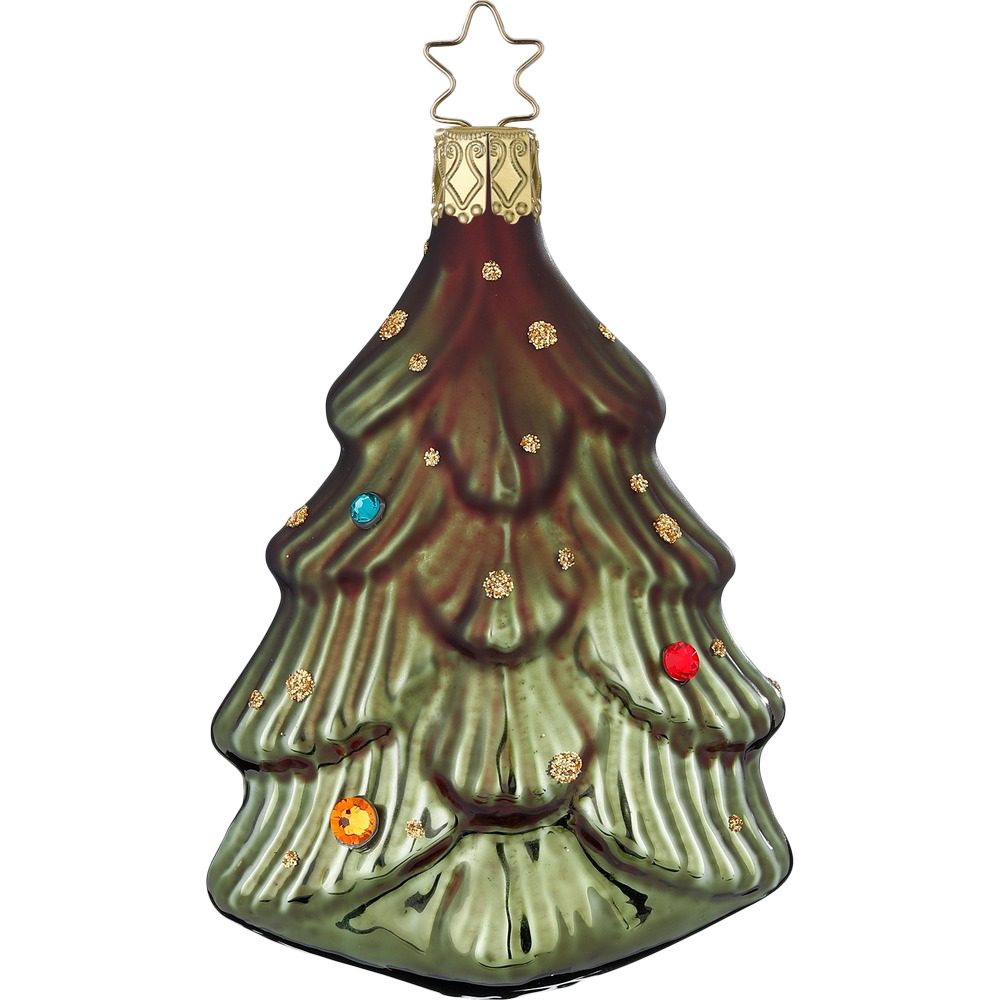 INGE-GLAS® Christbaumschmuck funkelnder Tannenbaum (1-tlg), mundgeblasen, handbemalt