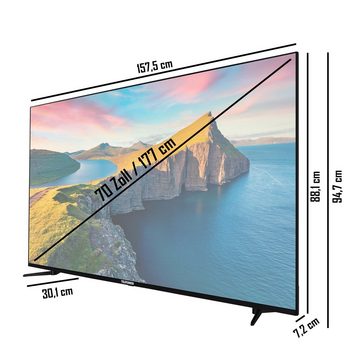 Telefunken QU70L800 QLED-Fernseher (177 cm/70 Zoll, 4K Ultra HD, Smart TV, HDR Dolby Vision, Triple-Tuner, Alexa Built-In, HD+ 6 Monate inkl)