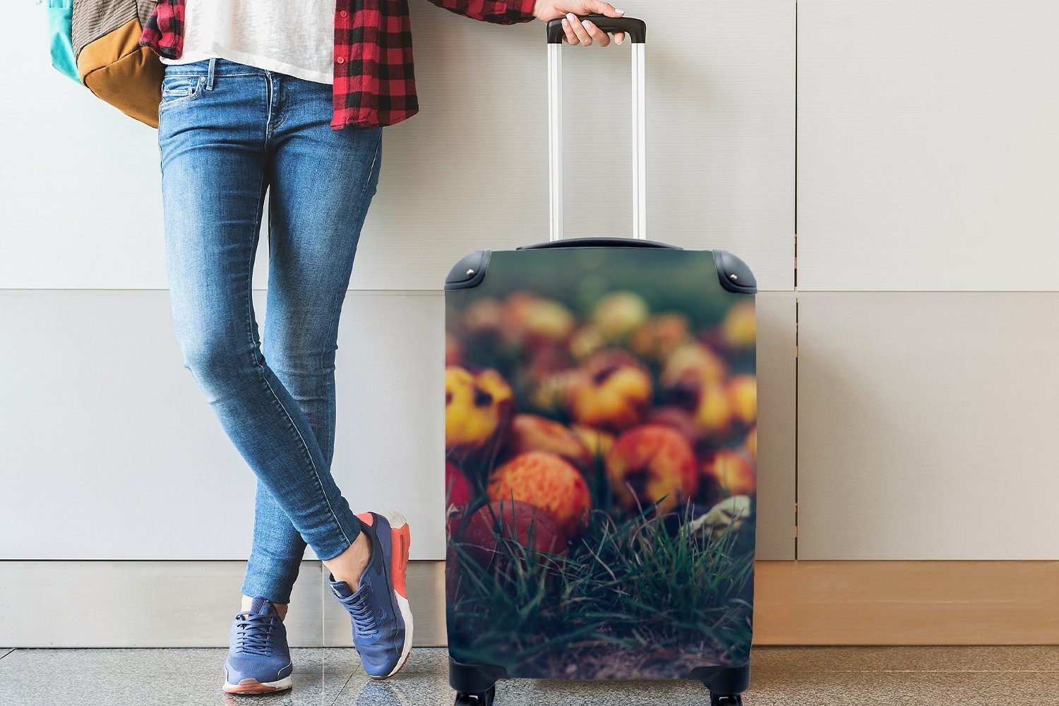 Apfel - Reisetasche für Reisekoffer Herbst Handgepäckkoffer Trolley, mit 4 Landdekoration Ferien, MuchoWow Handgepäck rollen, Obst, - Rollen, -