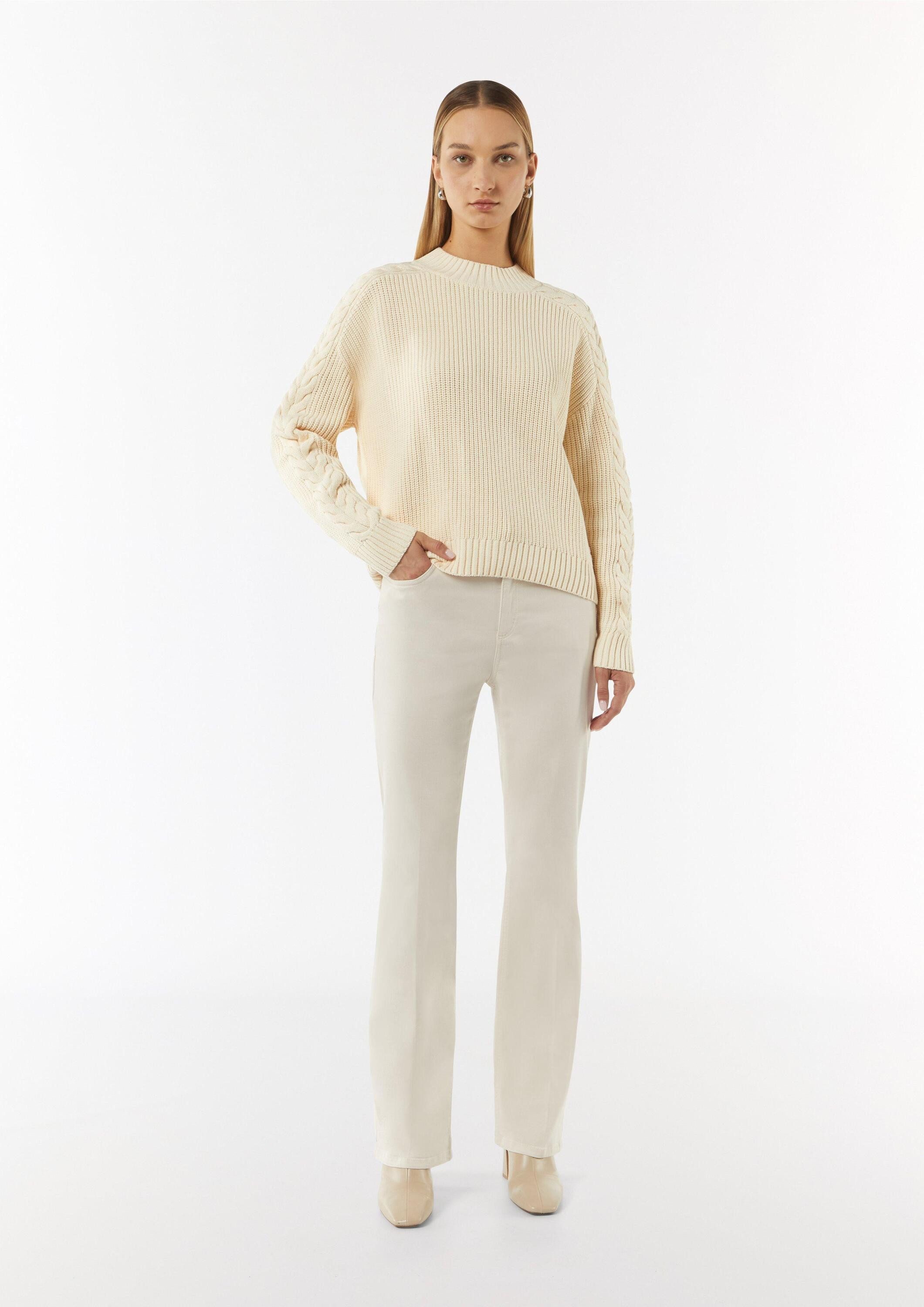 comma Longpullover Strickpullover Strickpullover mit Zopfmuster am Ärmel